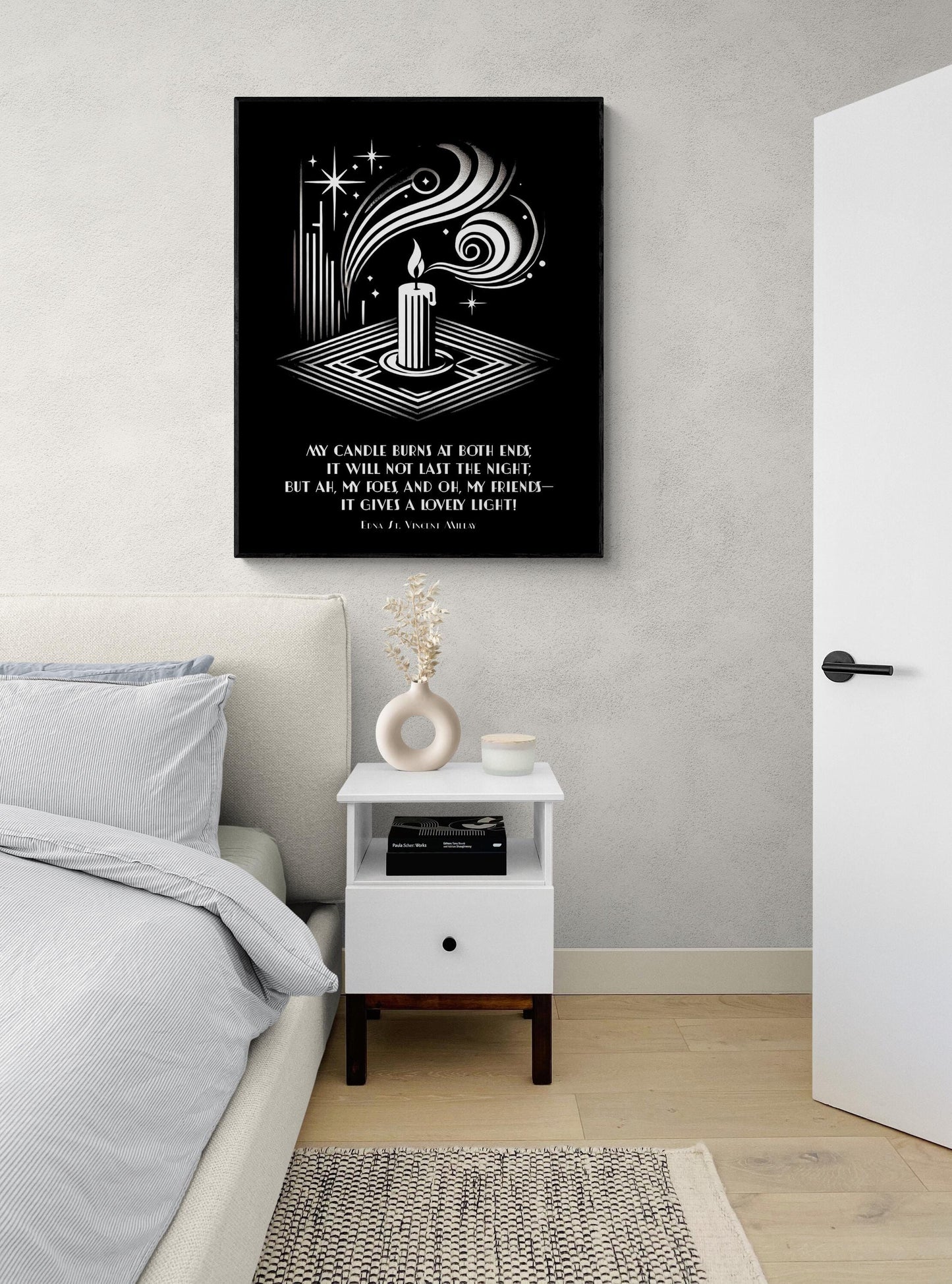 First Fig | Edna St. Vincent Millay | My Candle Burns At Both Ends | Poem Poetry | Literary Living Room | Home Decor | Art Deco | Art Print