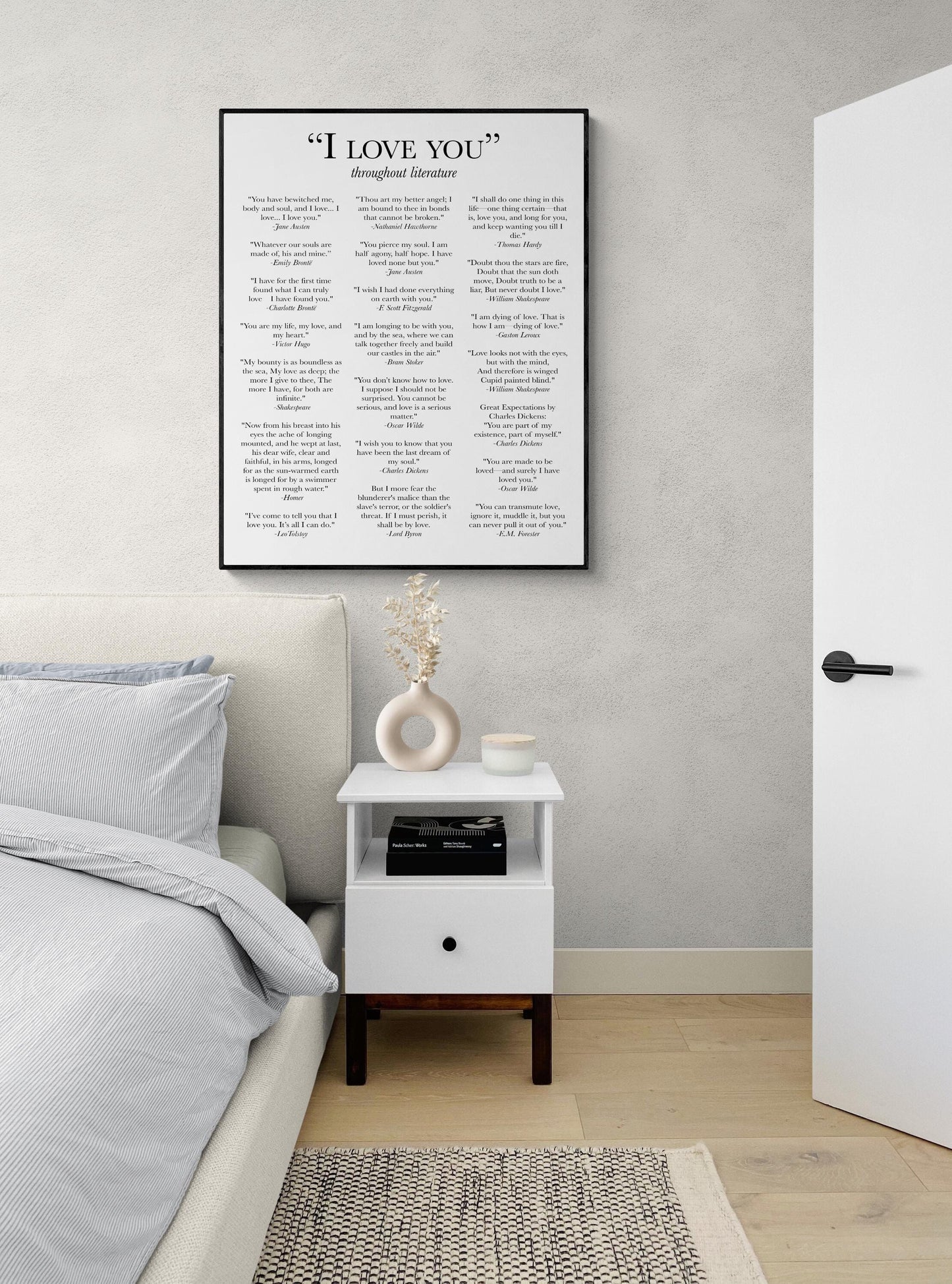 I Love You Throughout Literature | Classic Novels | English Love Literary Books | Romance | Home Decor | Typography | Art Print