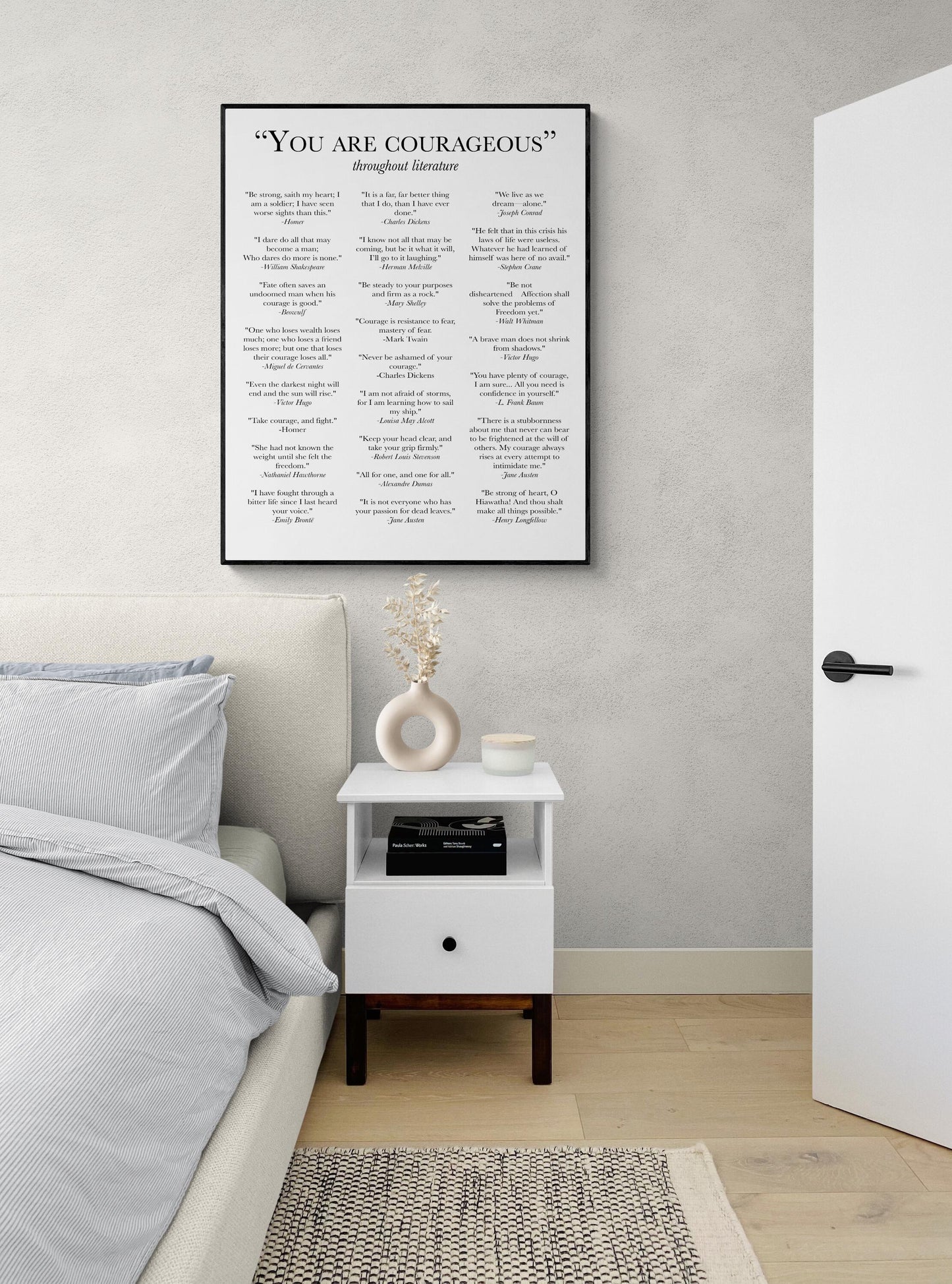 You Are Courageous Throughout Literature | Classic Novels | English Literary Books | Brave Strong Love | Home Decor | Typography | Art Print
