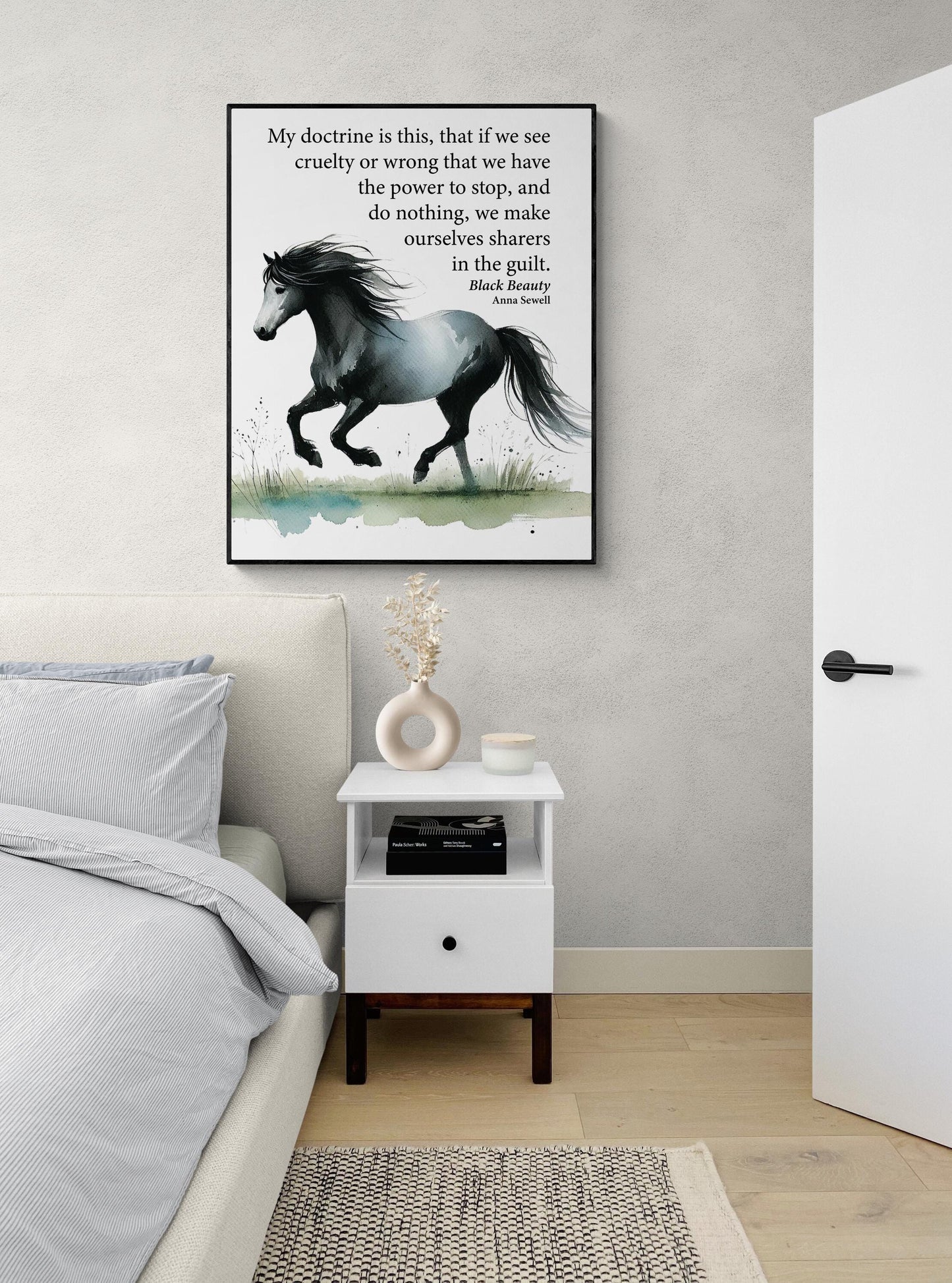 My Doctrine Is This | Black Beauty | Anna Sewell | Horse Children's Literature | Home Decor | Watercolor Living Room | Literary Art Print