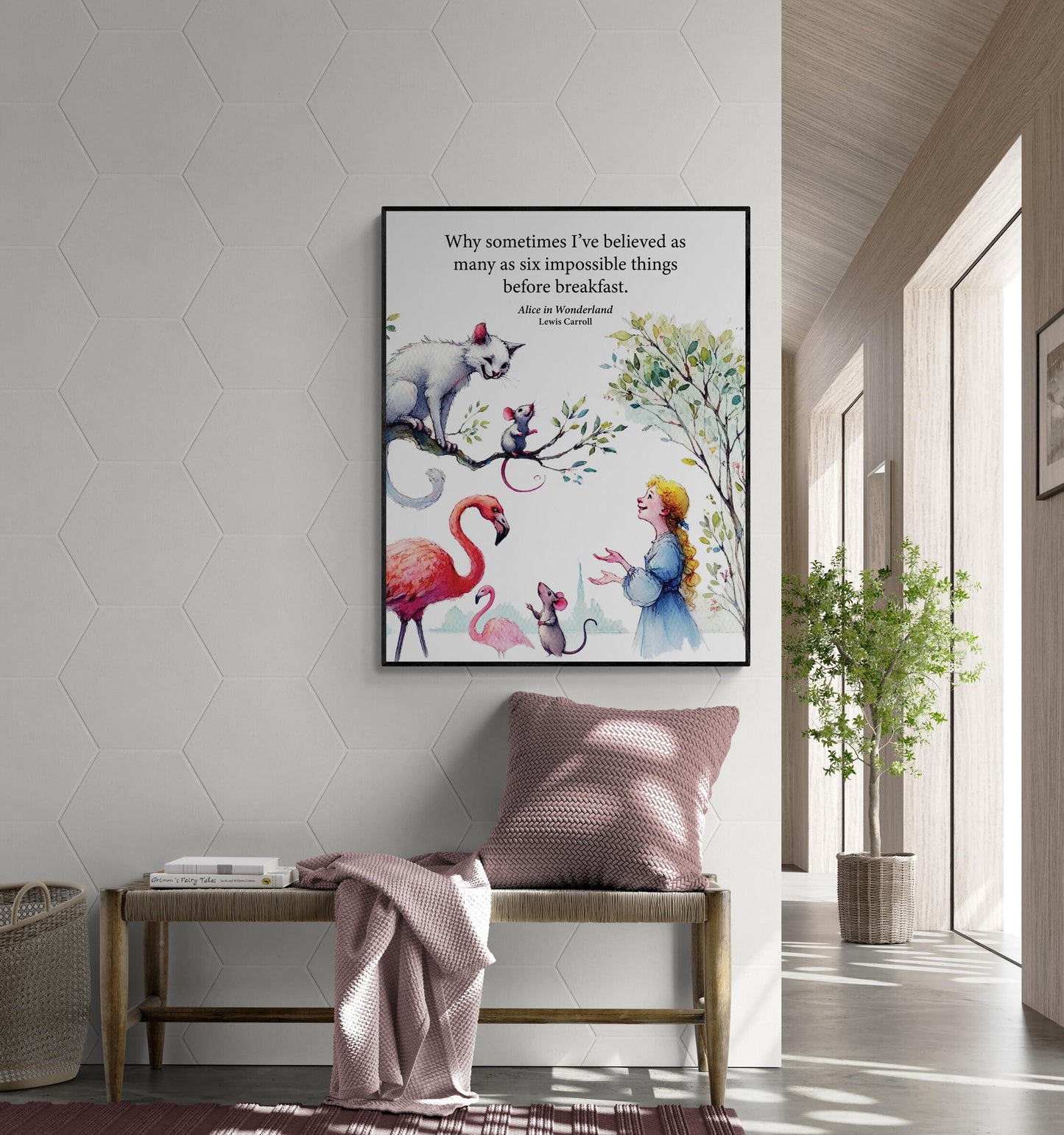 Six Impossible Things Before Breakfast | Alice in Wonderland | Lewis Carroll | Home Decor | Watercolor Literature | Literary Art Print