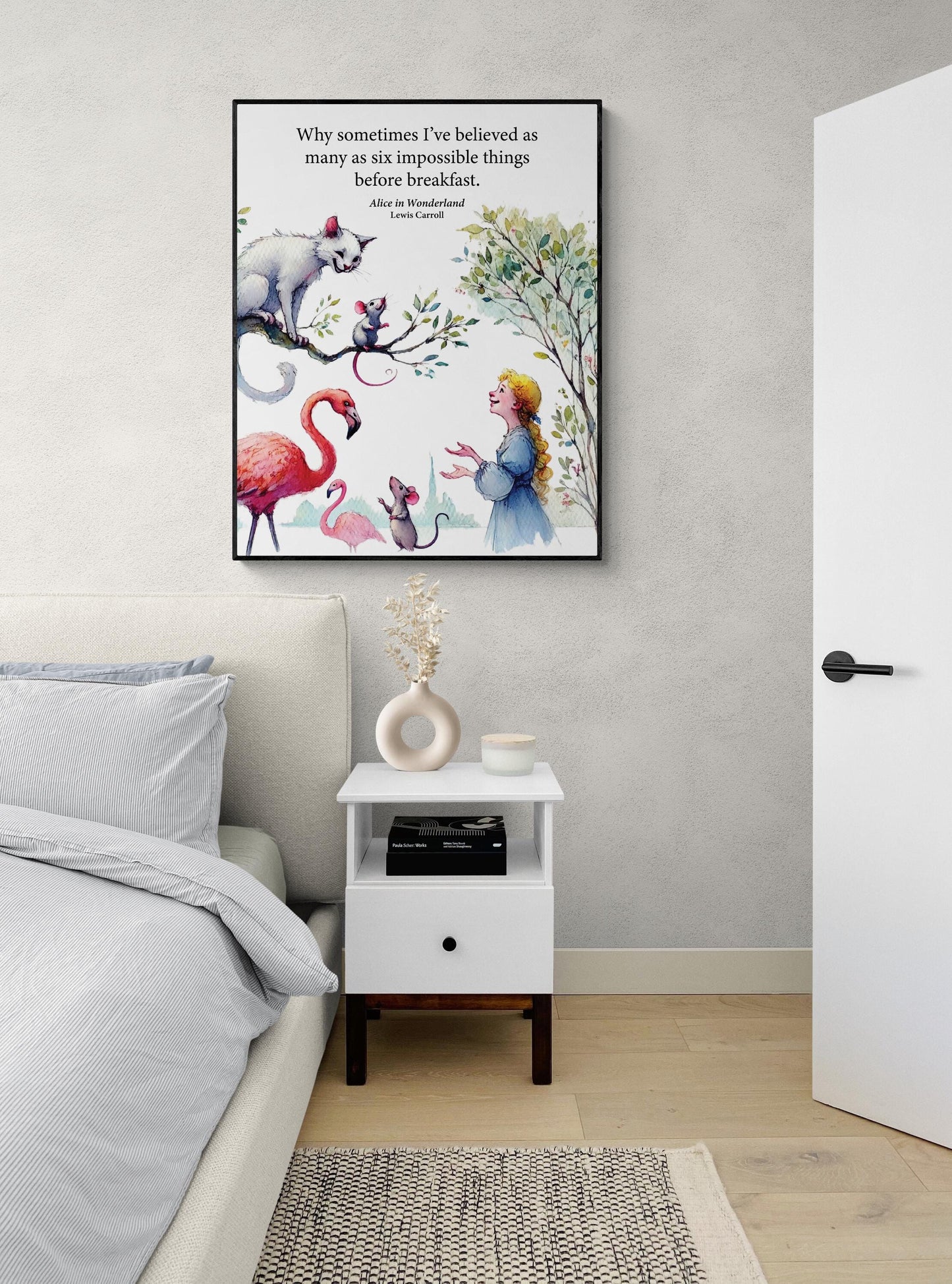 Six Impossible Things Before Breakfast | Alice in Wonderland | Lewis Carroll | Home Decor | Watercolor Literature | Literary Art Print