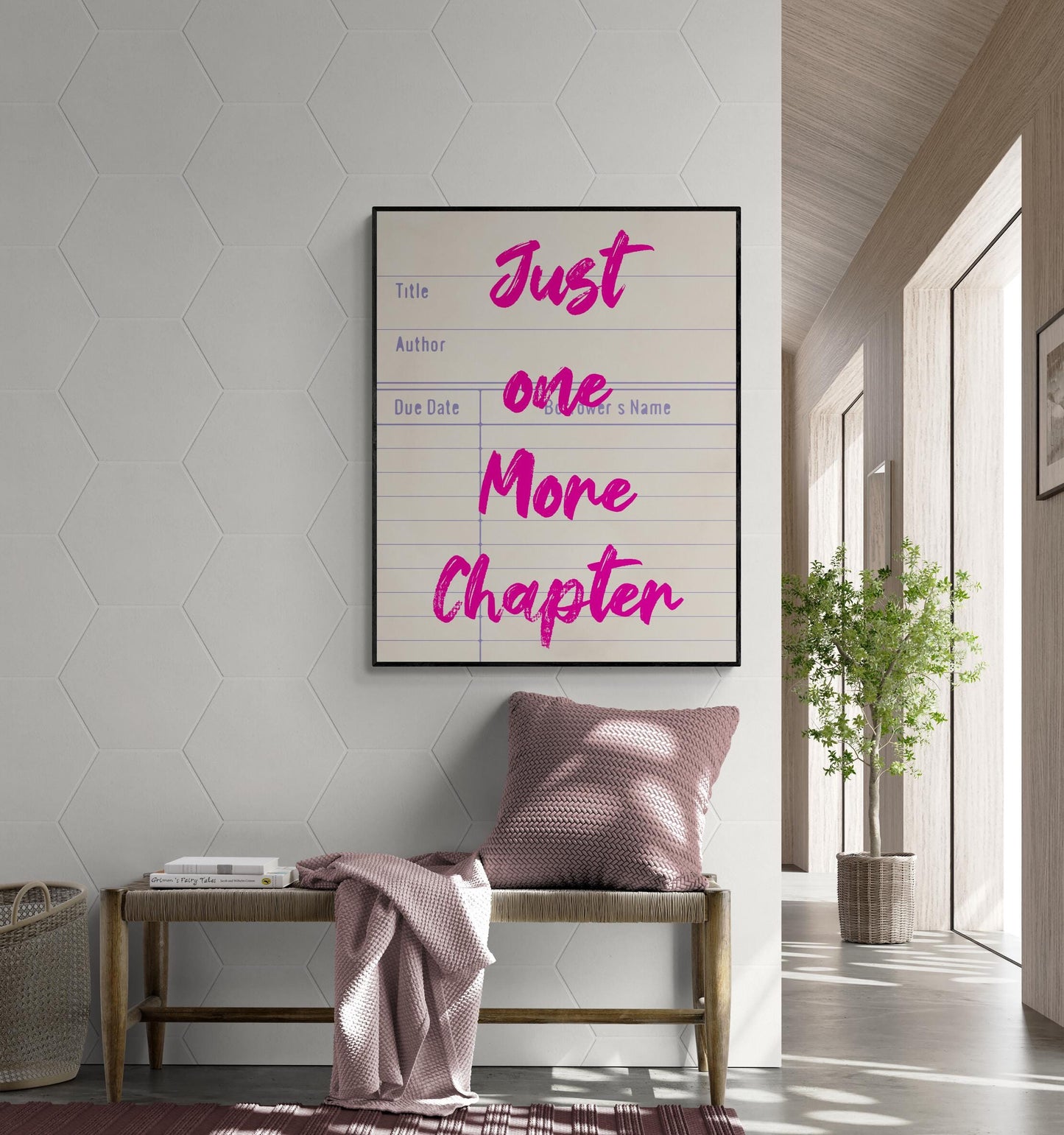 Reading Art Print | Just One More Chapter | Bookish Wall Art | Retro Library Card | Book Reader | Home Decor | Literary Poster