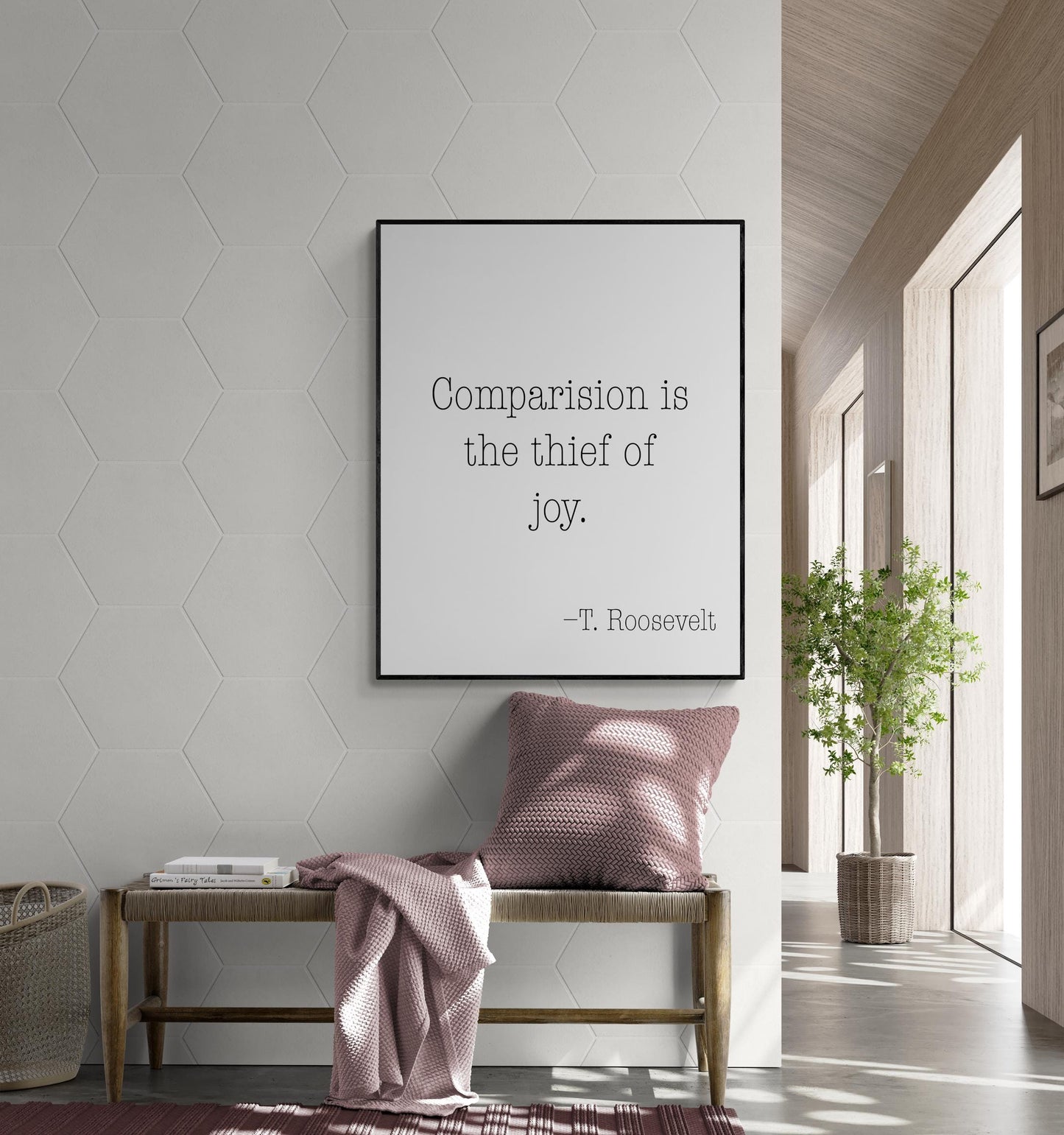 Teddy Roosevelt Quote Art Print | Comparison Is The Thief Of Joy | US President | Living Room | Patriotic Home Decor | History Poster