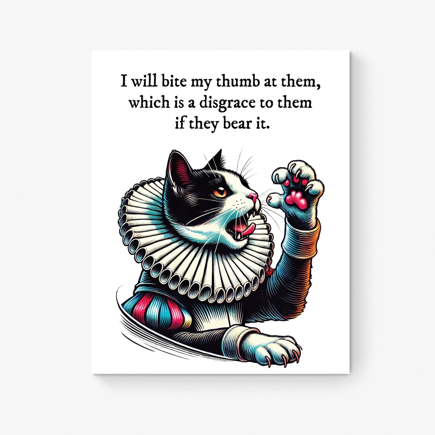Shakespeare Cat Art Print I Will Bite My Thumb At Them | Romeo & Juliet | Home Decor | Living Room | Gift | Literary Typography Poster