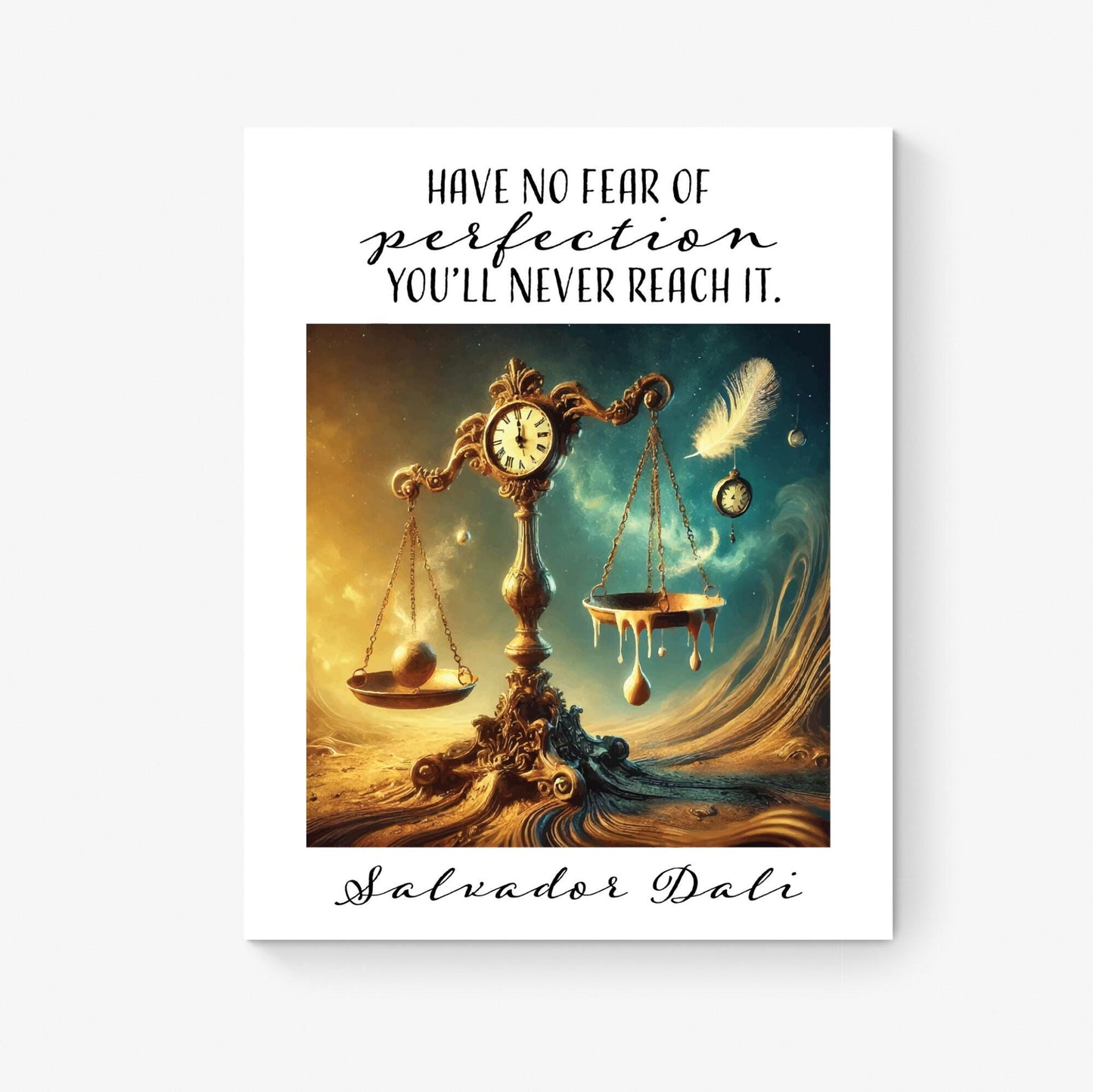 Salvador Dalí Quote Art Print | Have No Fear of Perfection | Surrealist Inspirational | Home Decor | Motivation Wall Artwork Poster