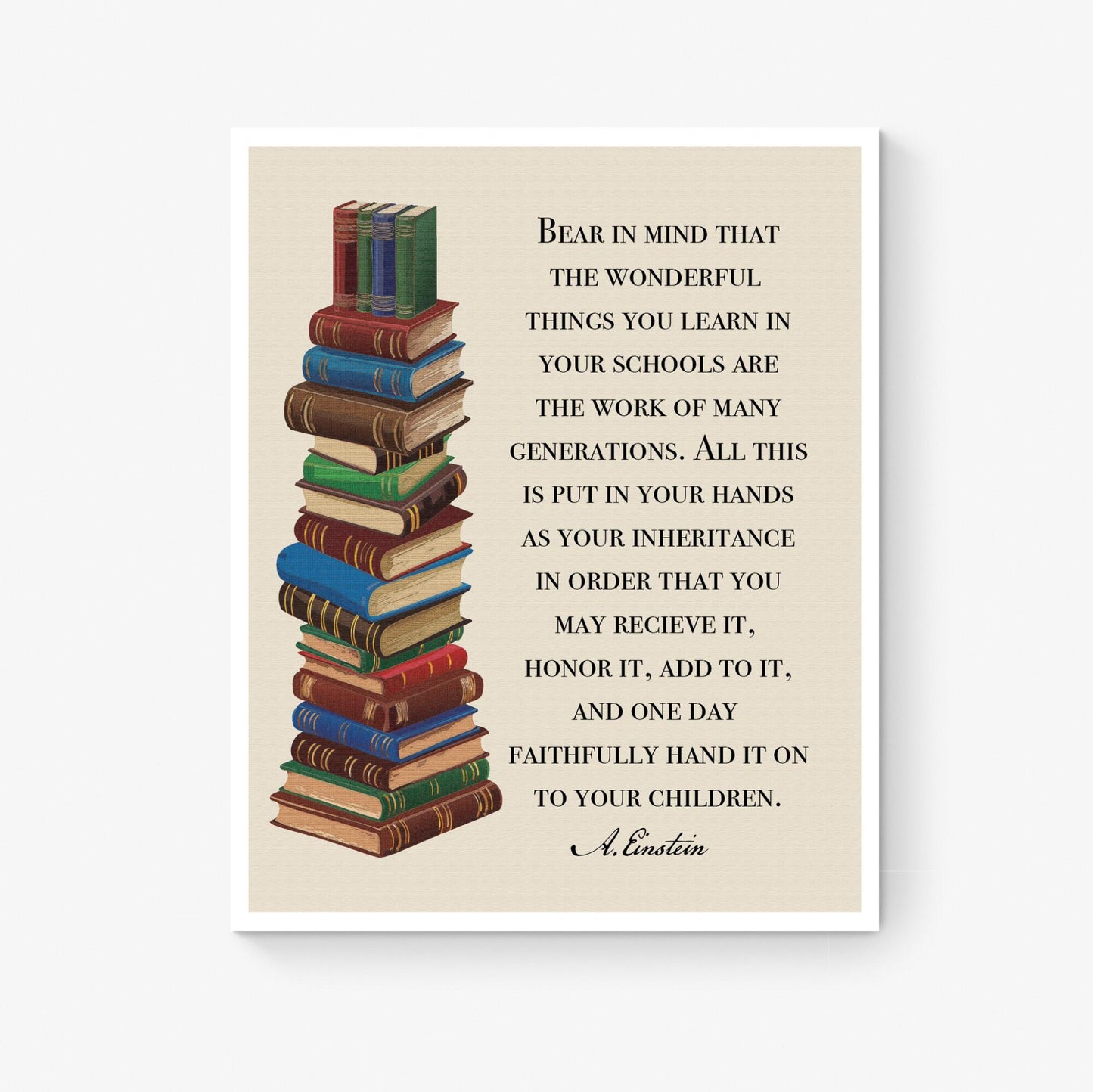 Albert Einstein Quote Art Print | The Wonderful Things You Learn | Home Decor | Living Room | Inspirational & Motivation Poster