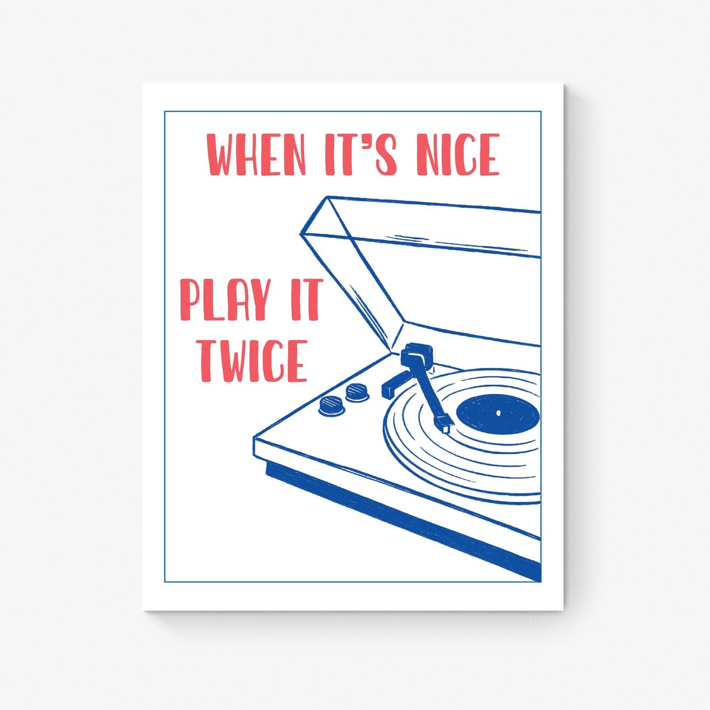 Music Wall Art Play It Twice | Vintage Record | Retro Groovy Lover | French Exhibition Trendy Gift | Home Decor | Turntable Poster