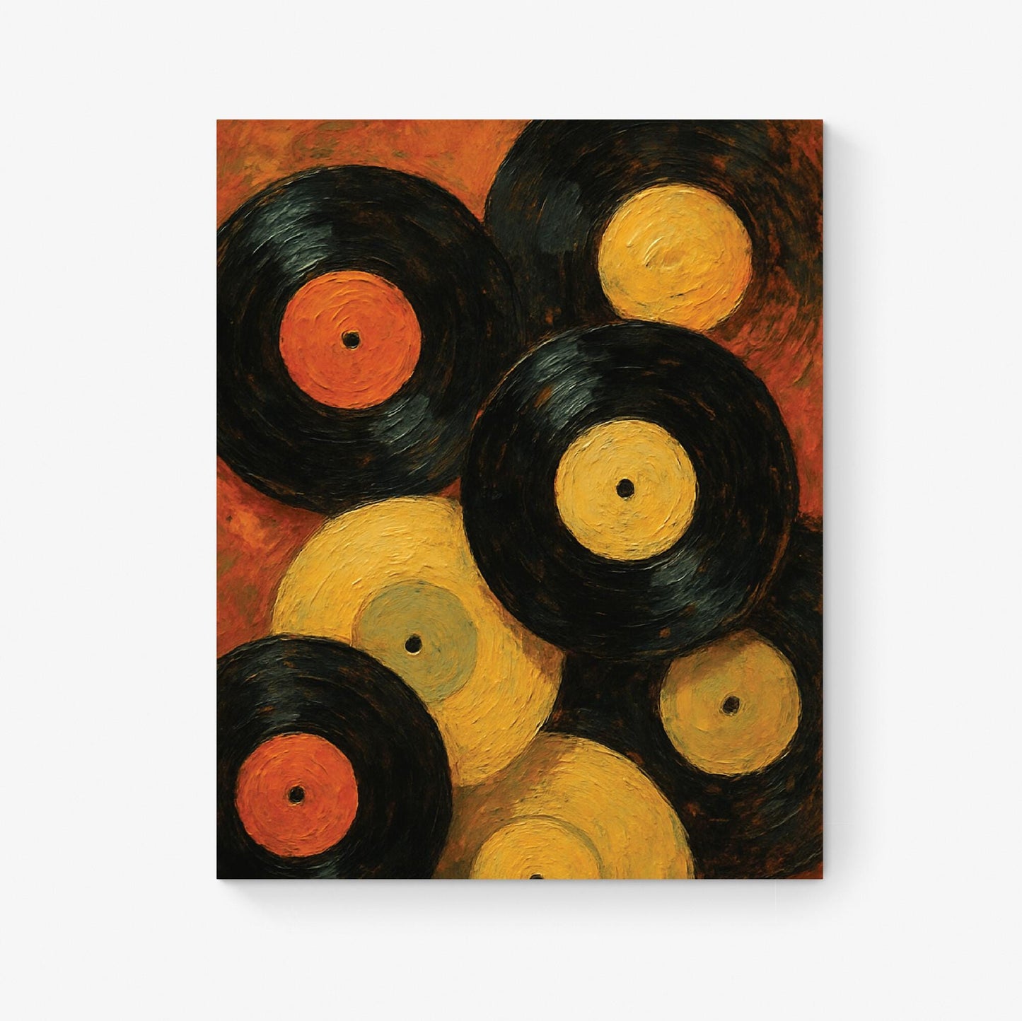 Music Art Print | Retro Vintage Vinyl Record | Eclectic Trendy | Eccentric Oil Painting | Bold Red Home Decor | Poster