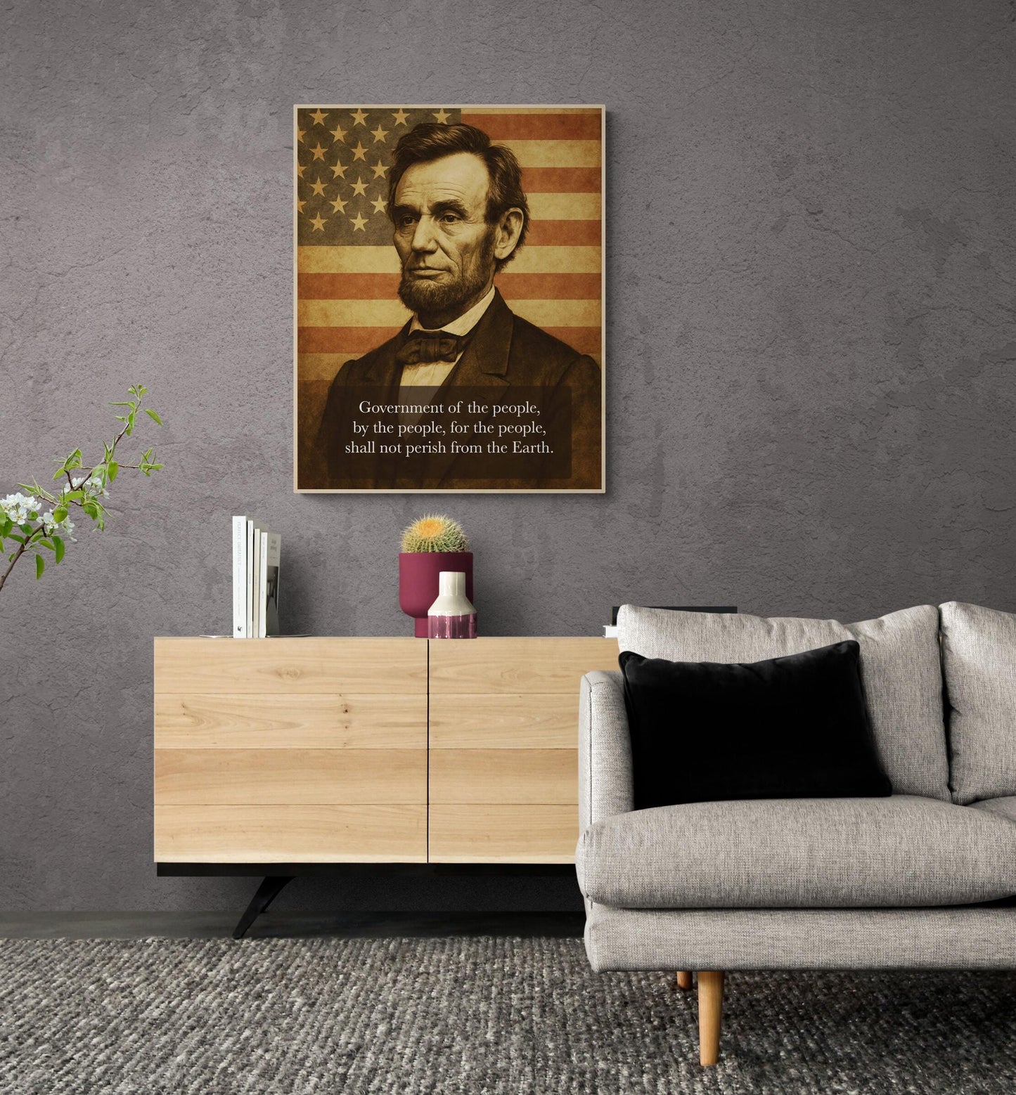 Abraham Lincoln Art Print | Government of the People | Patriotic Wall Artwork | Vintage American History | Home Decor | Poster