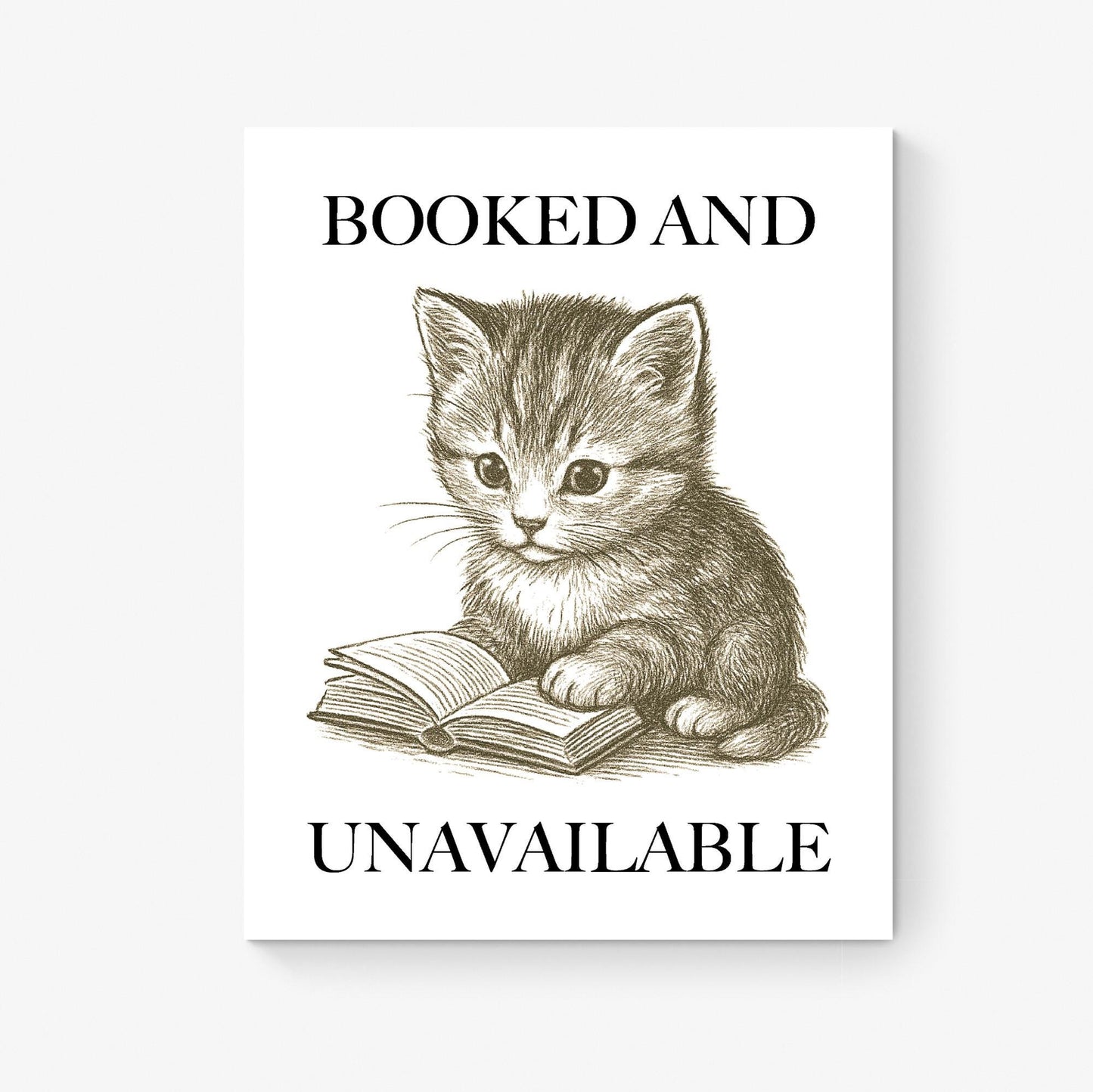 Funny Reading Art Print | Book Worm | Kitten | Literary Home Decor | Vintage Reader | Inspirational Poster