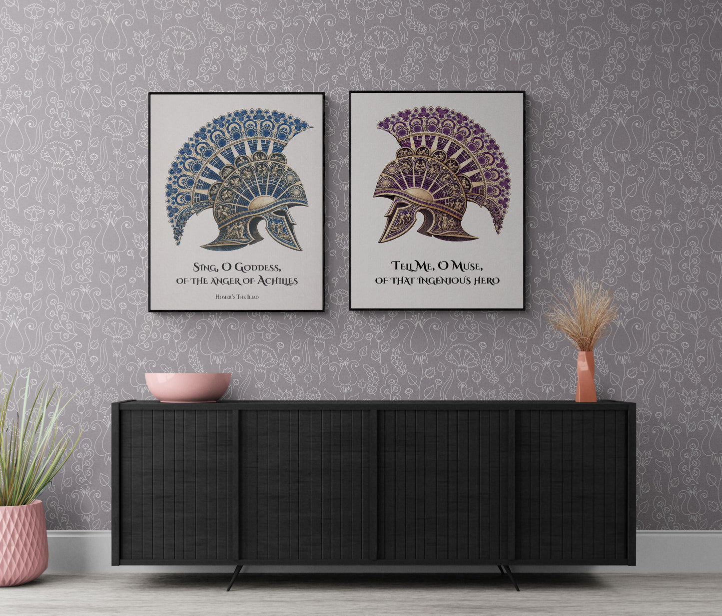 Iliad And Odyssey Art Print | Sing O Goddess | Tell Me O Muse | Homer Poem | Literary Home Decor | Classical Set of 2 Posters