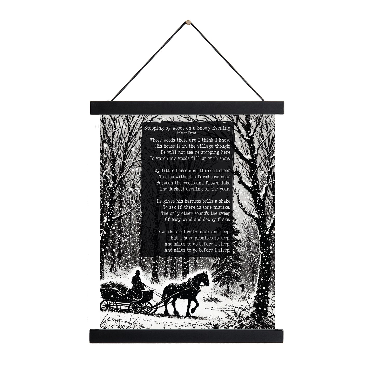 Robert Frost Quote Art Print | Stopping by Woods On A Snowy Evening | Poetry | Literary Book | Inspirational | Motivational Sketch Poster
