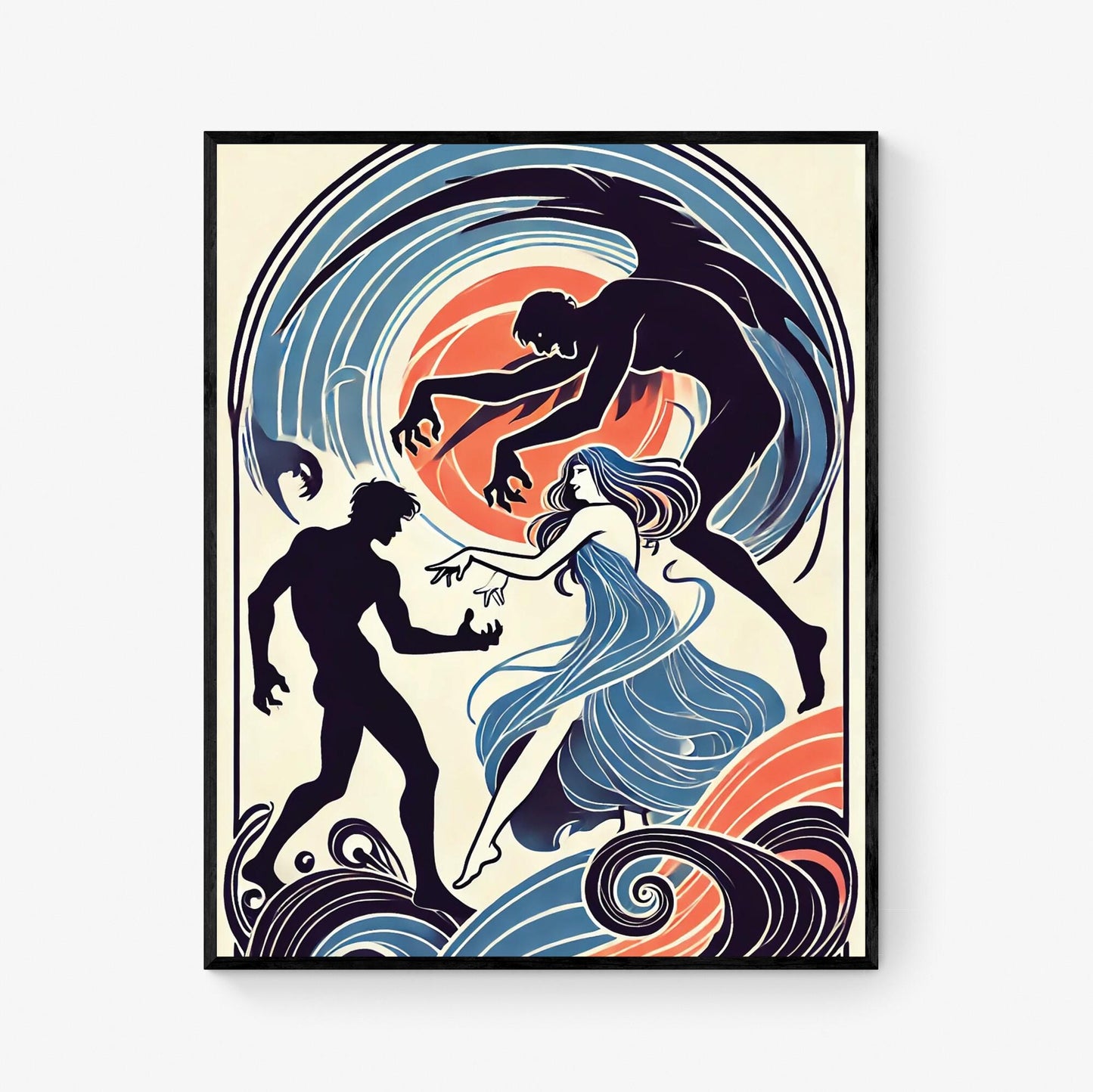 Orpheus and Eurydice Art Print | Ancient Greek Mythology | Lovers Tragedy Myth | Literary | Art Nouveau | Living Room | Home Decor | Poster