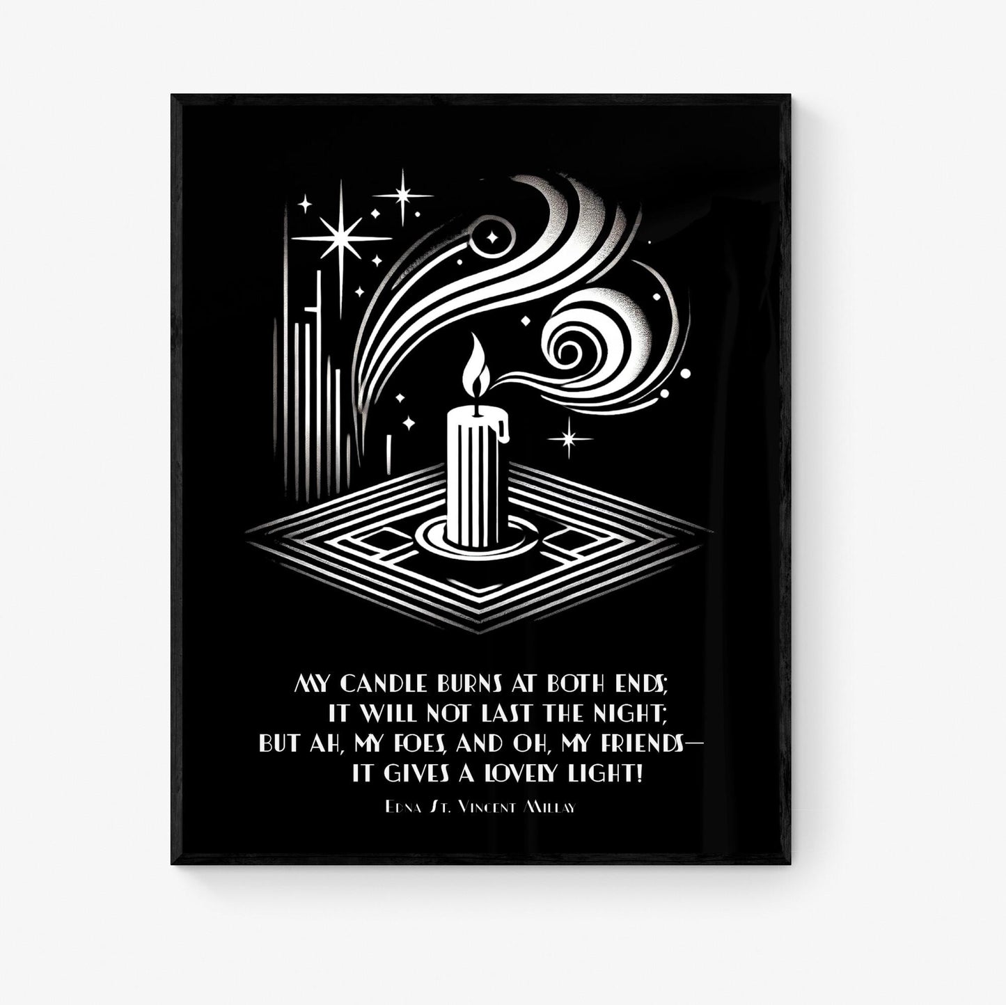Edna St. Vincent Millay Quote Art Print | First Fig | My Candle Burns At Both Ends | Poem Poetry | Literary | Home Decor | Art Deco Poster
