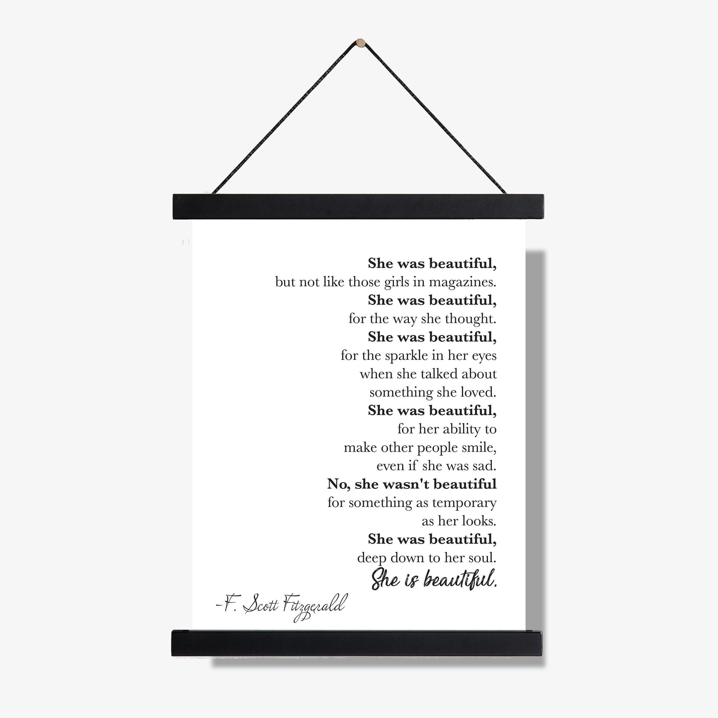 F. Scott Fitzgerald Quote Art Print | She Is Beautiful | Book Wall Artwork | Home Decor | Literary Poster
