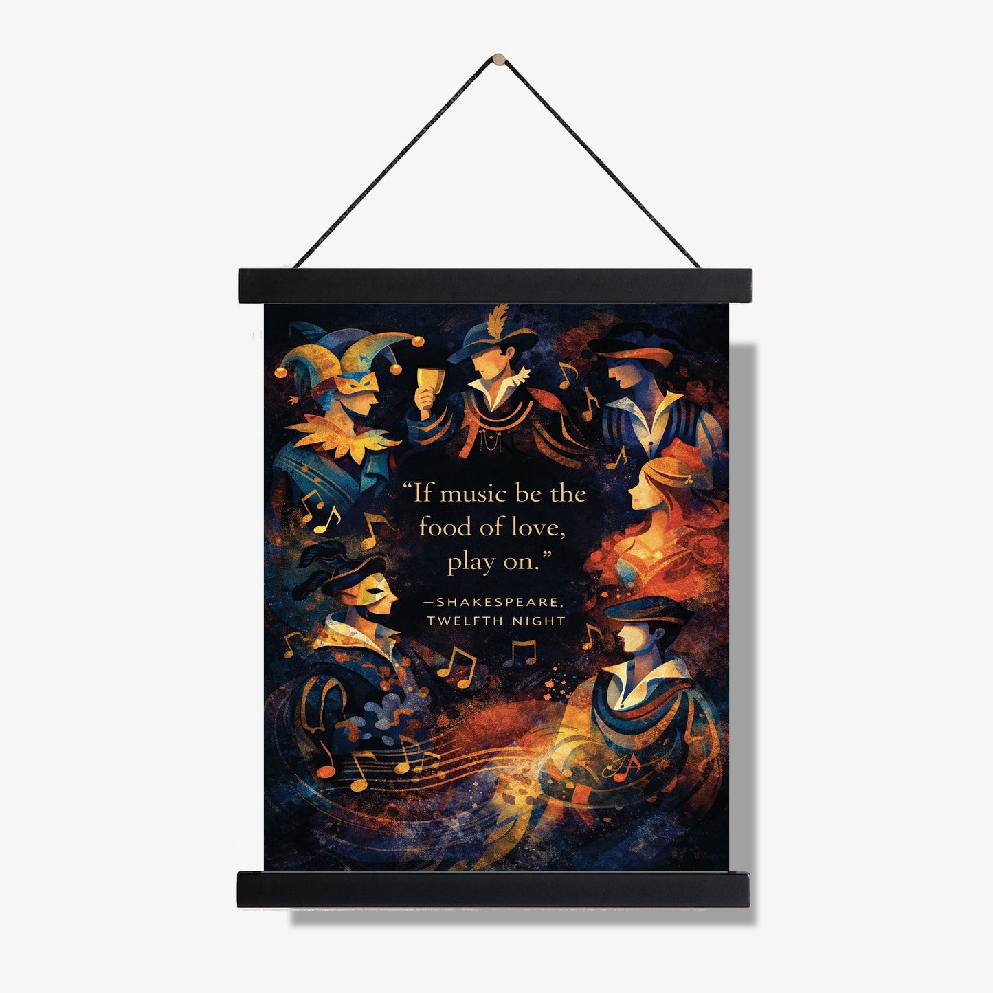 William Shakespeare Quote Art Print | If Music Be The Food Of Love | Classic Literary Wall Artwork | Dark Home Decor | William Morris Poster