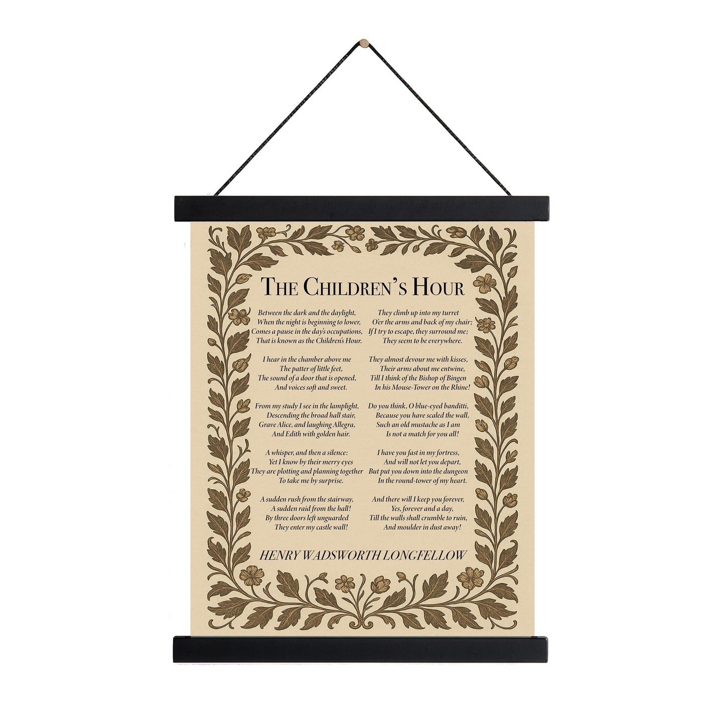 Henry Wadsworth Longfellow Quote Art Print | Children's Hour | Vintage Poem | Children Kids Parents | Morris Floral | Home Decor Poster