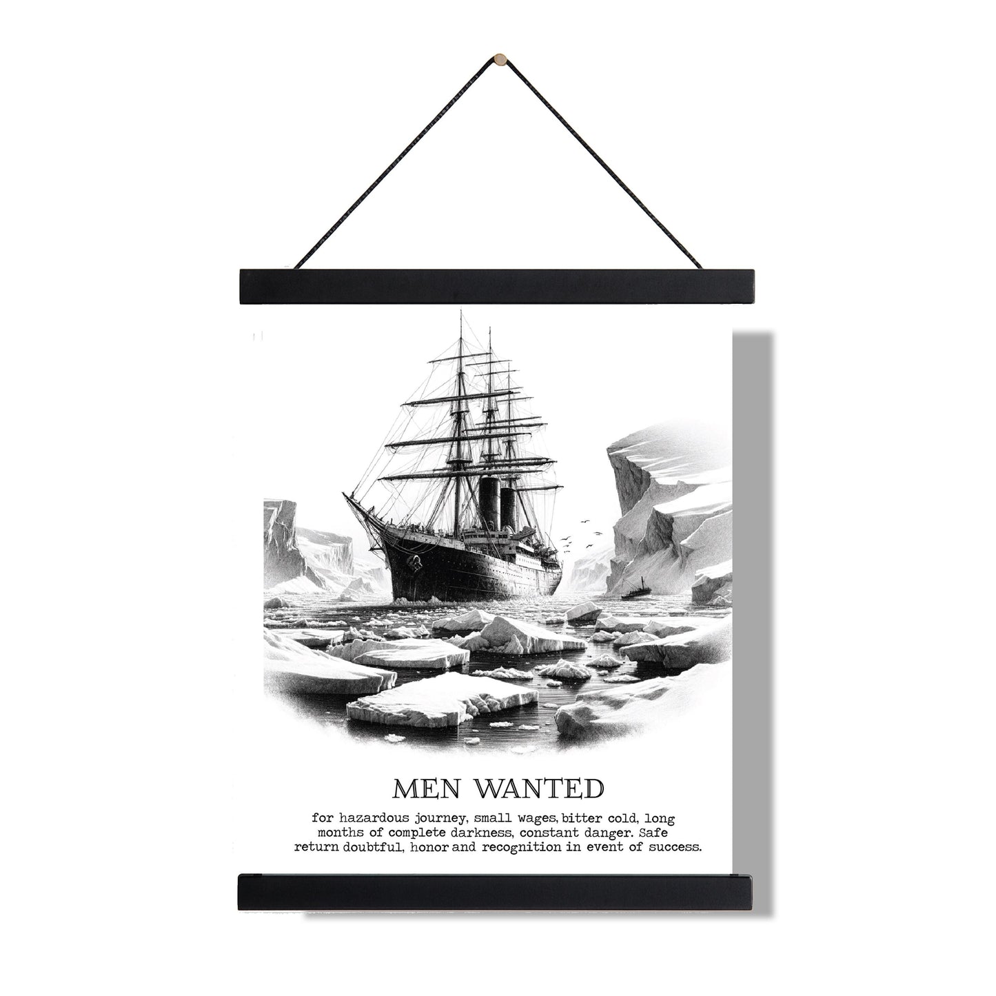 Shackleton Expedition Help Wanted Art Print | South Pole Exploration | Vintage Adventure Quote Wall Art | Nautical History Home Decor Poster