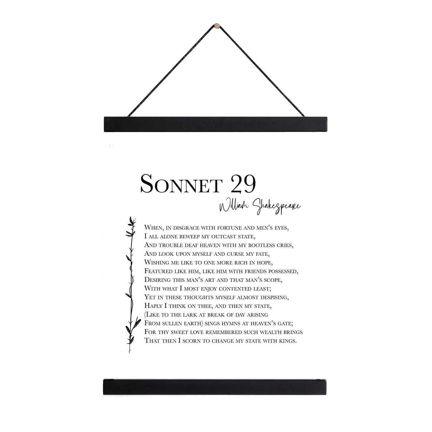 Shakespeare Sonnet 29 Quote Art Print | For Thy Sweet Love Remembered | Classic Literary Wall Artwork | Home Decor | Living Room Poster