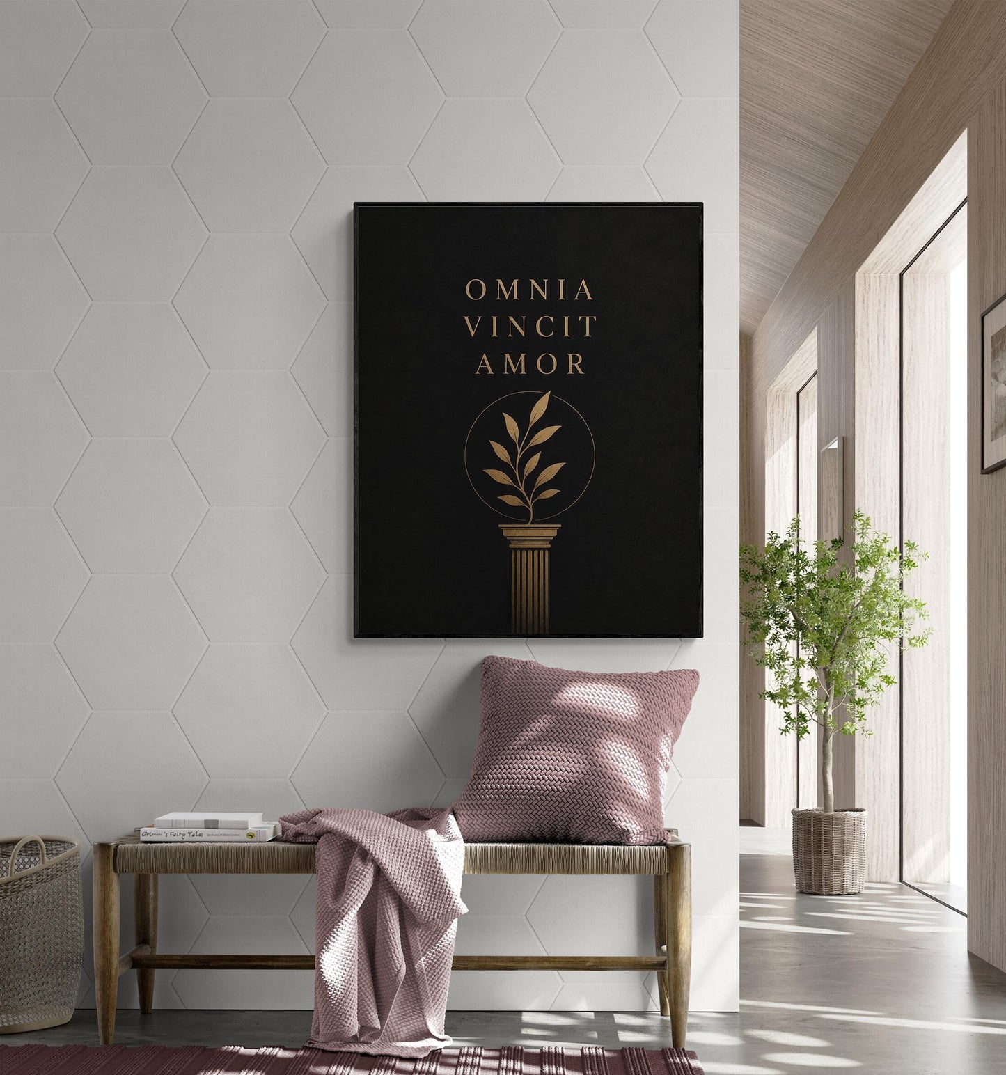 Omnia Vincit Amor Wall Art Print, Latin Quote Decor, Classical Typography, Love Conquers All, Minimalist Literary Home Decor