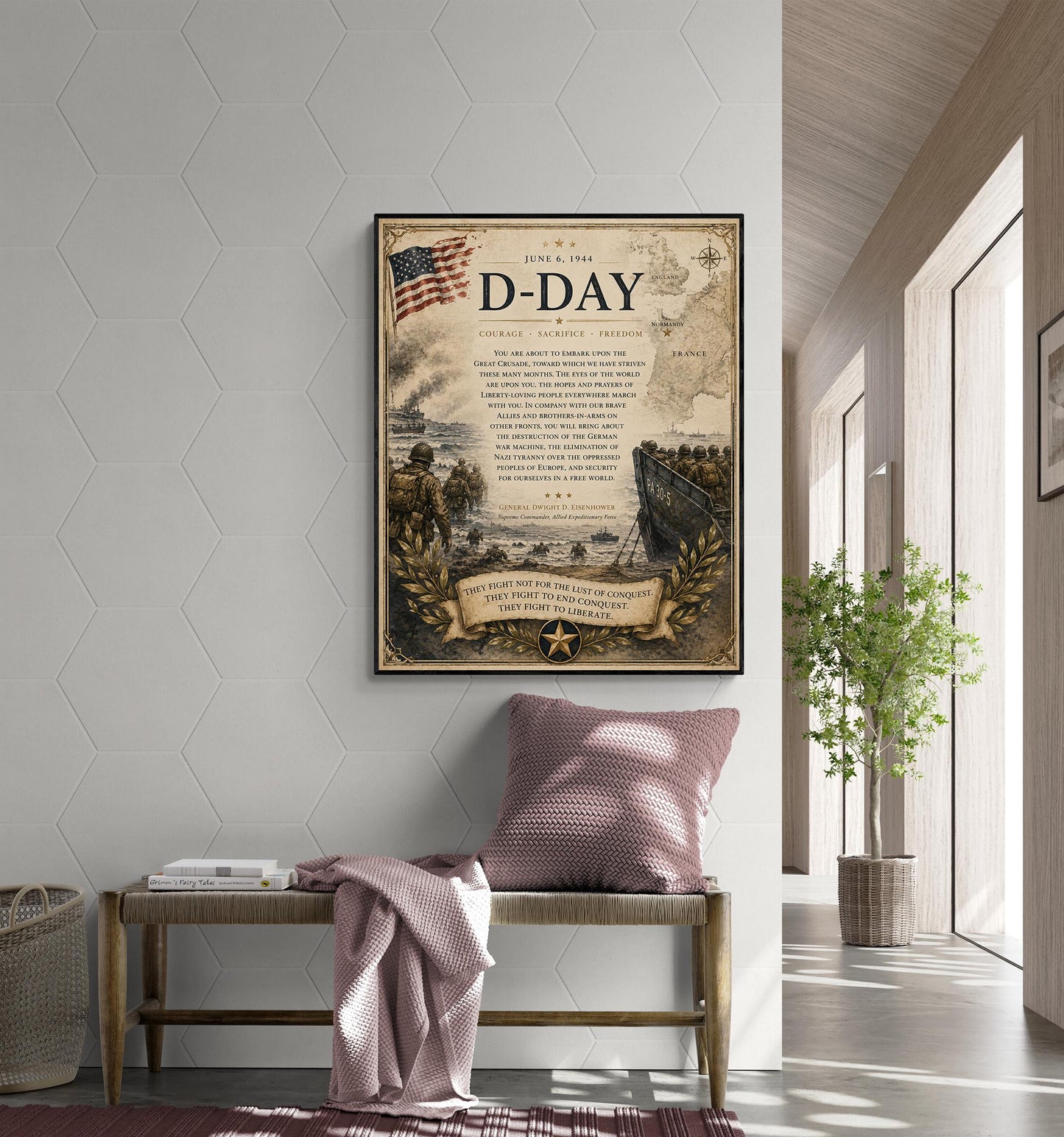 D-Day Order Of The Day Wall Art Print | Operation Overlord | Military History | Dwight Eisenhower | World War 2 | Vintage Soldier Poster