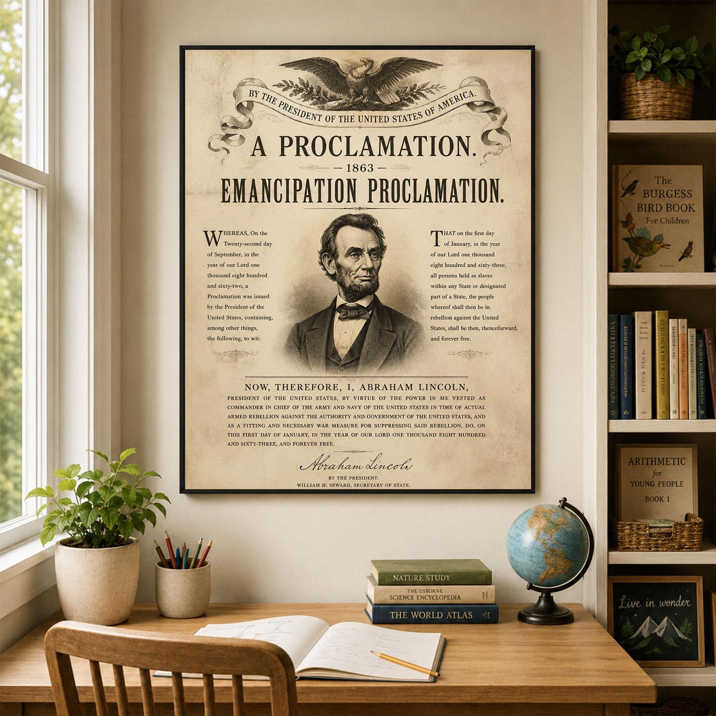 Emancipation Proclamation Wall Art Print, Abraham Lincoln Historical Poster, Civil War Document, American History Home Decor, Freedom Gift