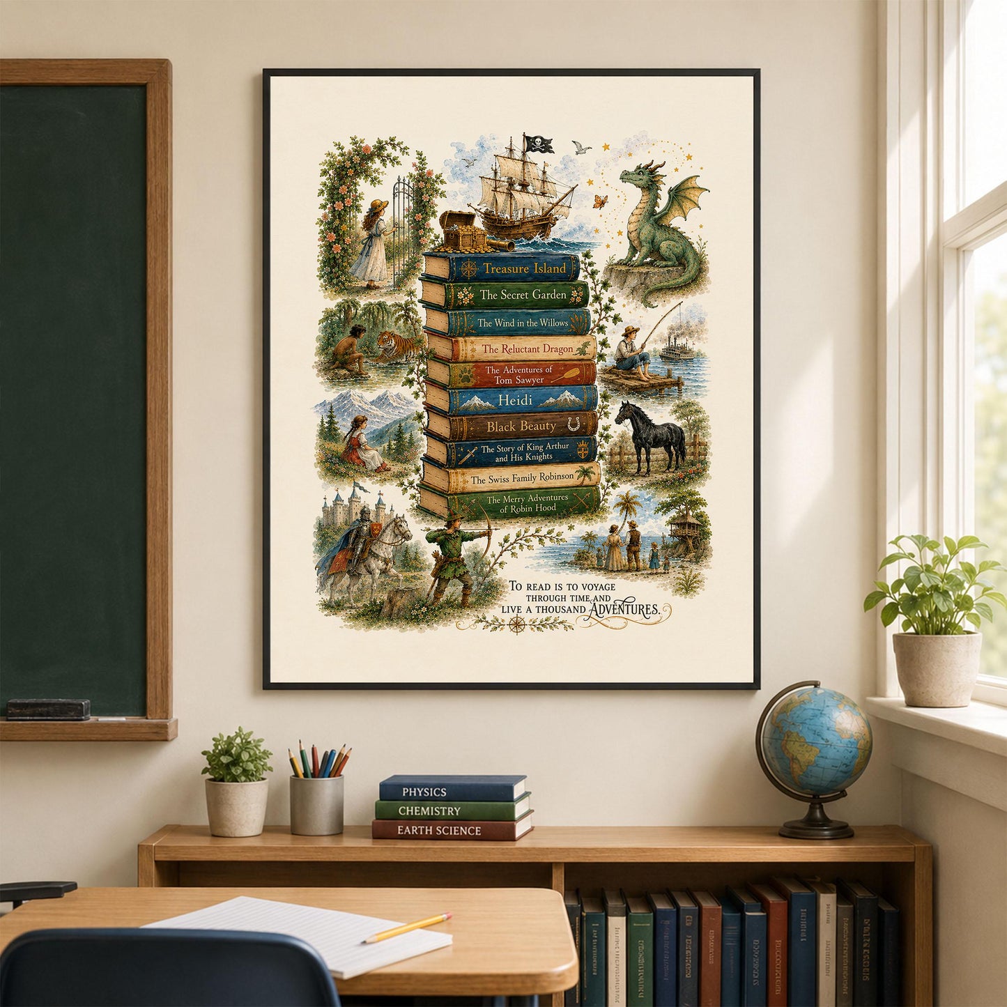 Children's Classic Books Wall Art Print | Literary Nursery Home Decor | Reading Room | Kids Literature | Literary Poster