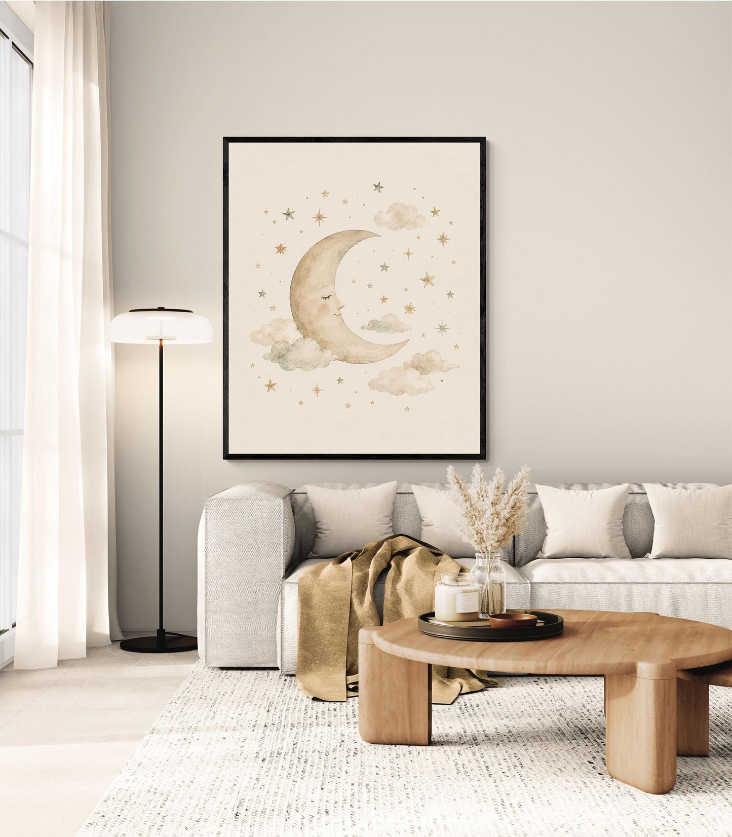 Sleeping Stars And Moon Nursery Wall Art Print | Children’s Home Decor | Night Sky | For Boy | Kids | Girl | Cottage Core | Family Artwork