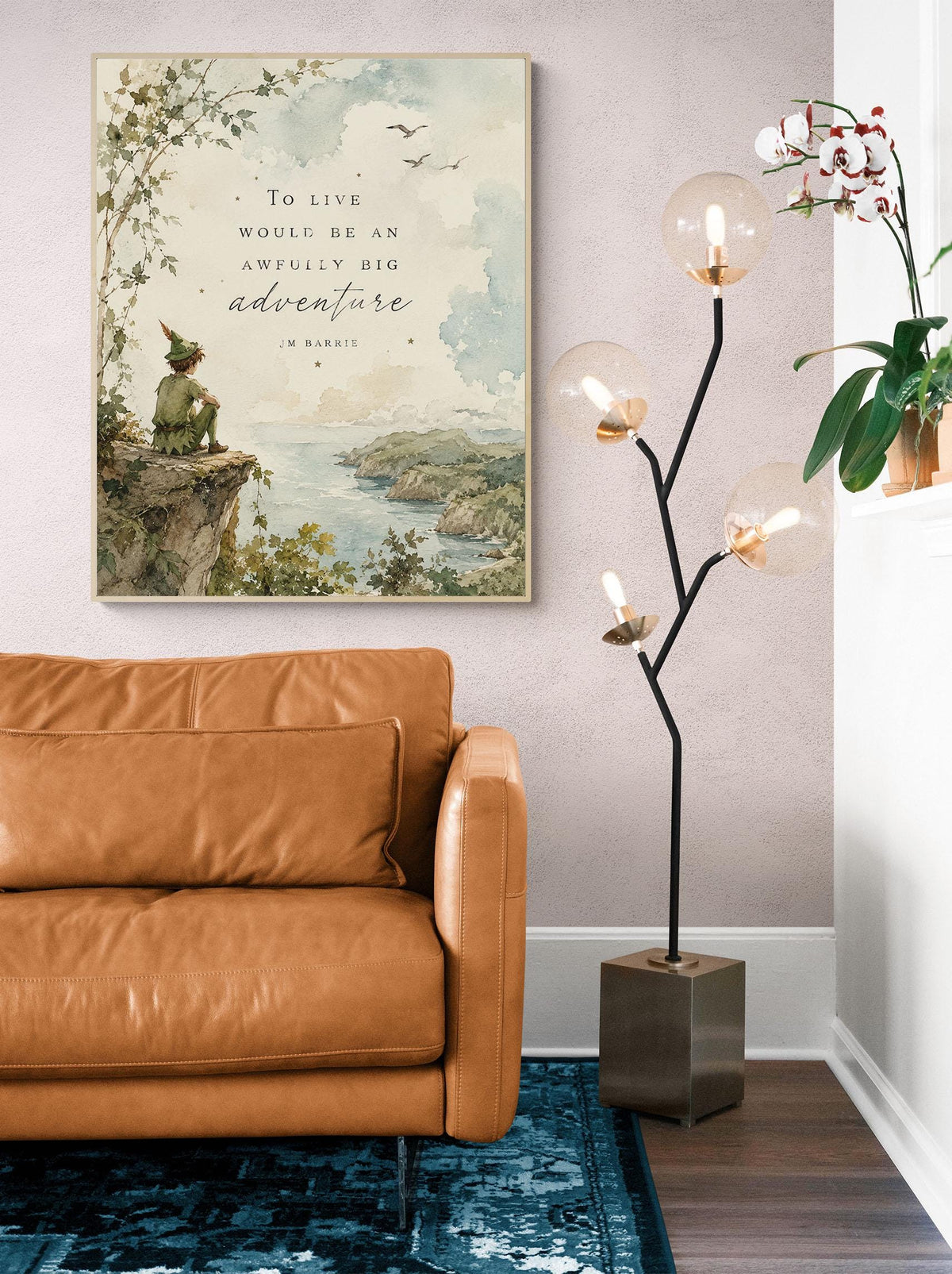 Peter Pan Adventure Quote Art Print, J.M. Barrie Wall Artwork, To Live Would Be an Awfully Big Adventure, Literary Nursery Home Decor