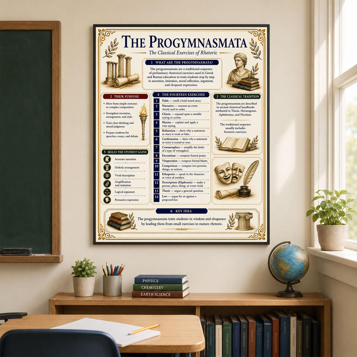Progymnasmata Timeline Chart Wall Art Print, Classical Learning Poster, Teacher Classroom Reference, Writing Composition Room Decor