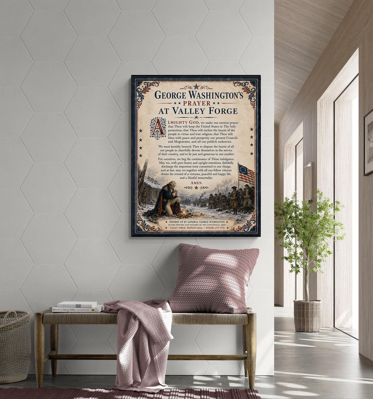 George Washington Prayer Art Print | Valley Forge | American History | USA Home Decor