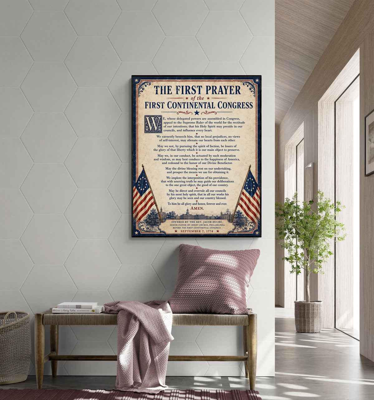 First Continental Congress Prayer Art Print | American 1774 History | USA Home Decor