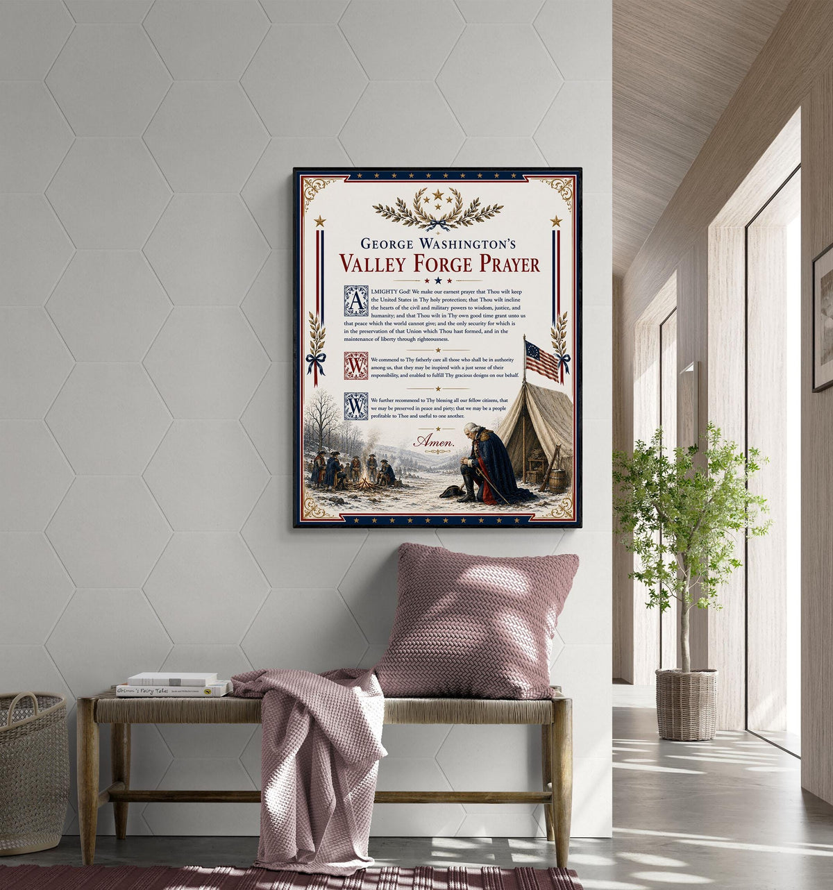 George Washington Prayer Art Print | Valley Forge | American Christian History | USA Home Decor