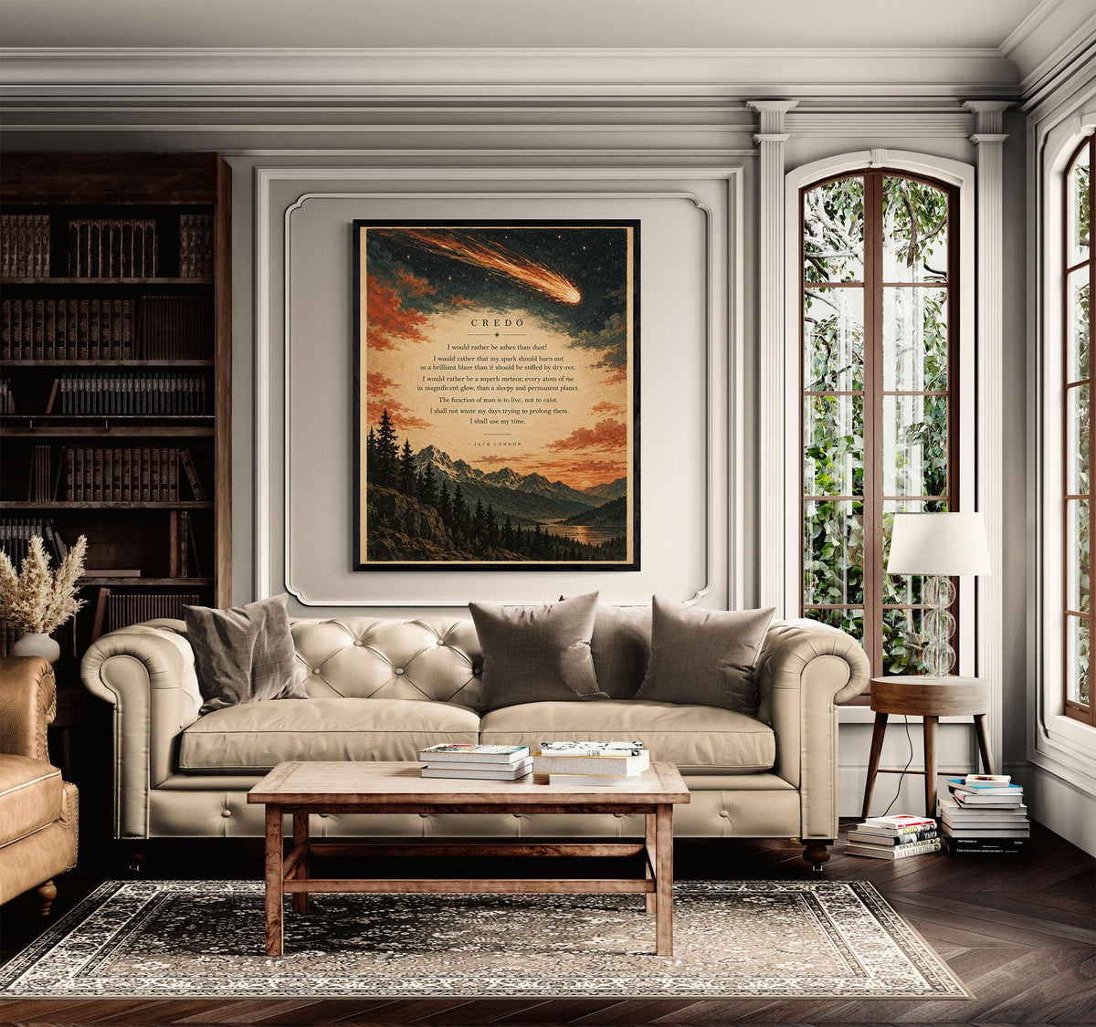Jack London Credo Quote Art Print, Literary Wall Artwork, Vintage Landscape Mountain Home Decor