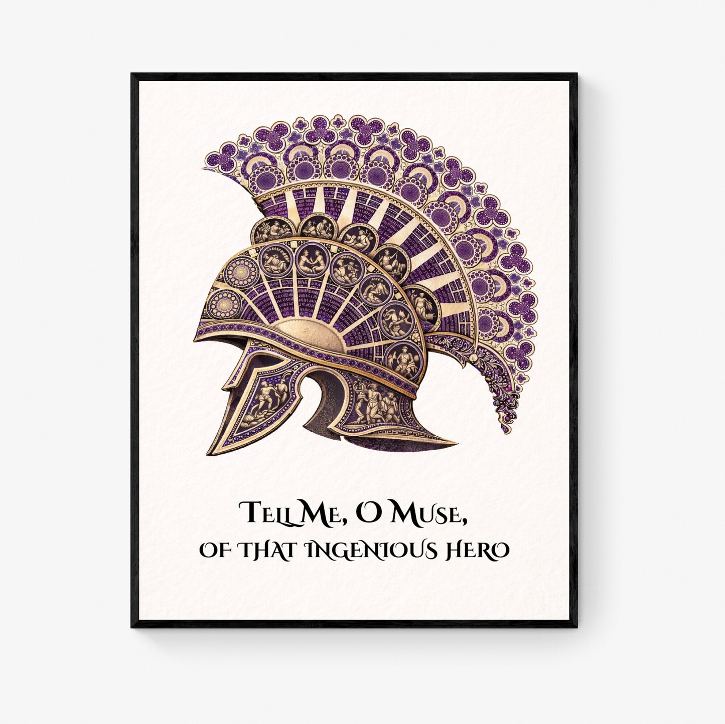 Odyssey Art Print | Tell Me O Muse Of That Ingenious hero | Homer Poem | Ancient Greek Helmet | Literary Home Decor | Classical Poster