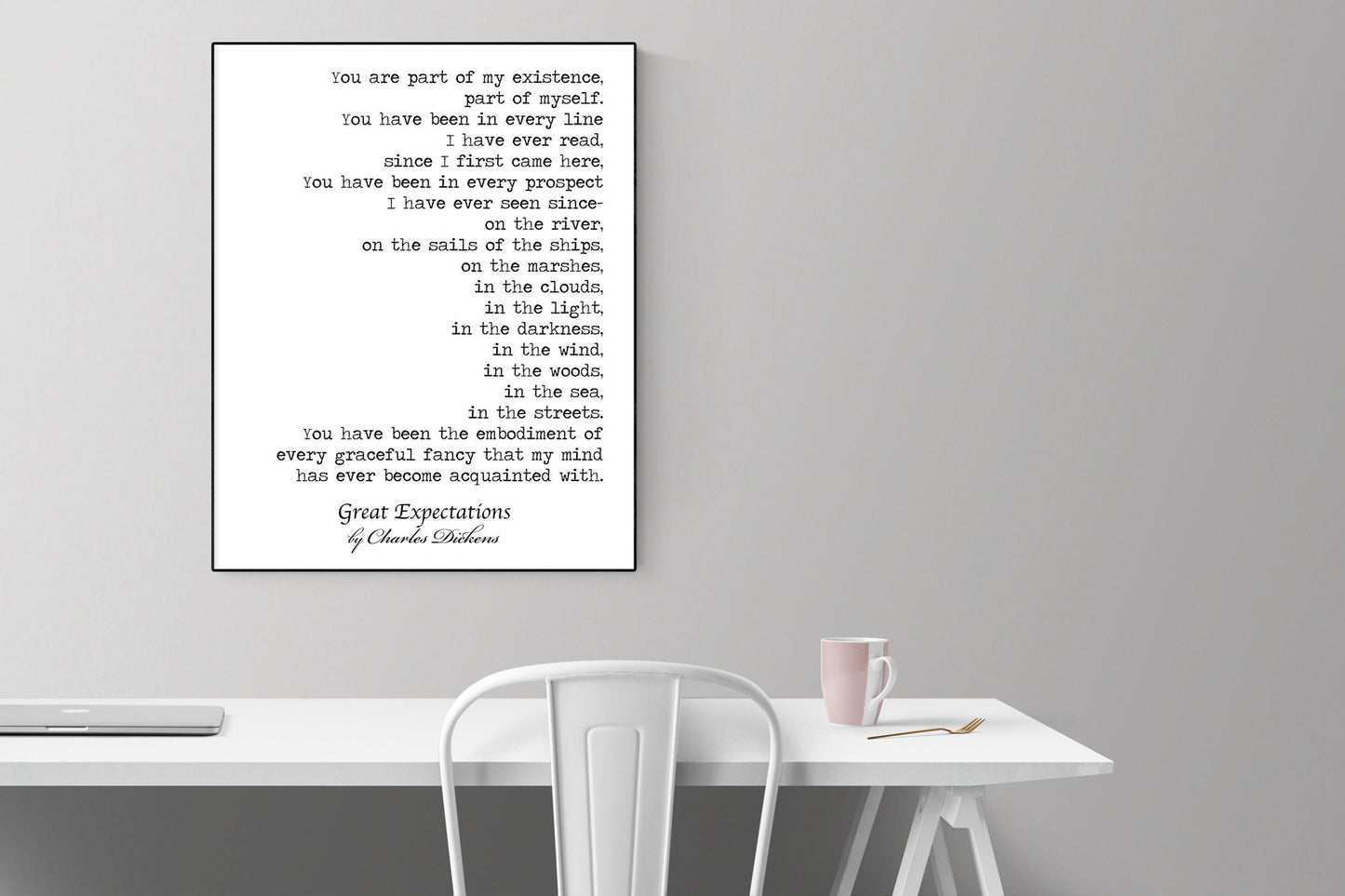Charles Dickens Quote Print | Inspirational Wall Art Print | Minimalist Print | Typewriter Print | Art Poster | You Are Part Of My Existence