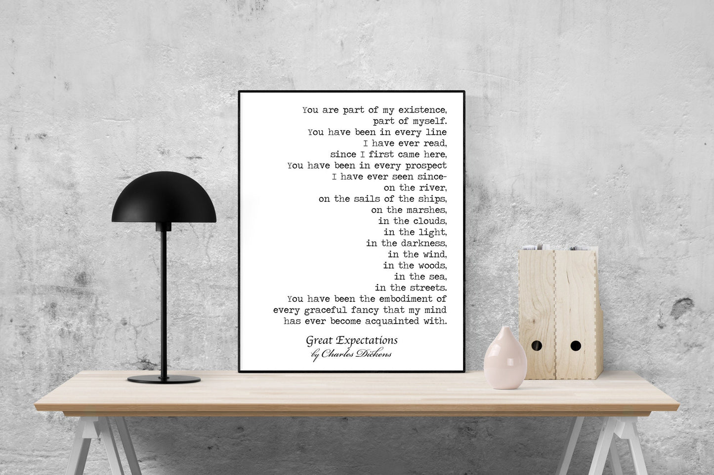 Charles Dickens Quote Print | Inspirational Wall Art Print | Minimalist Print | Typewriter Print | Art Poster | You Are Part Of My Existence