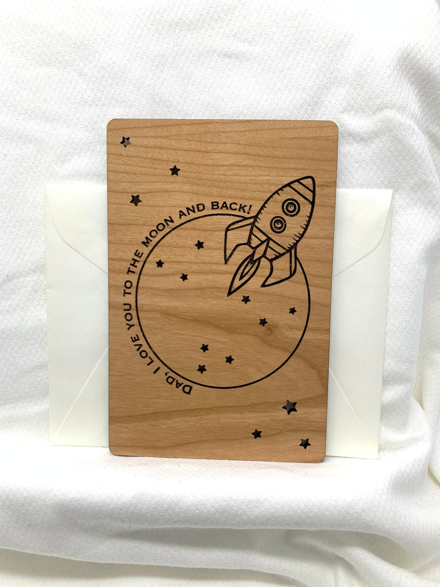 Dad, I Love You To The Moon And Back Wood Card | Father's Day | Dad Birthday Gift