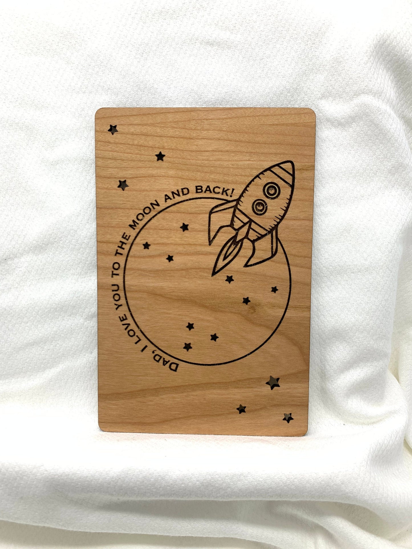Dad, I Love You To The Moon And Back Wood Card | Father's Day | Dad Birthday Gift