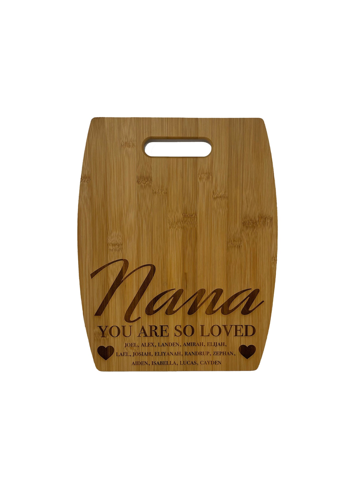 Nana, You Are So Loved | Grandchildren Names | Present For Mom | Bamboo Cutting Board