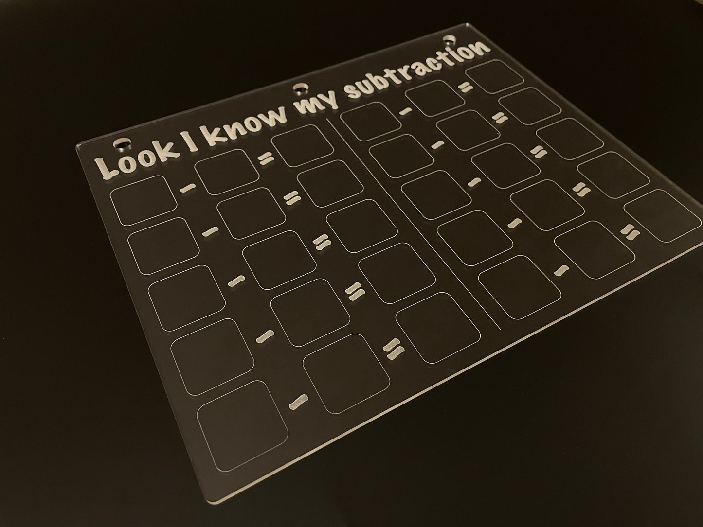 Subtraction Practice | Look I Know My Series | Early Education | Math Practice On Acrylic | Fill In The Blanks | Reusable