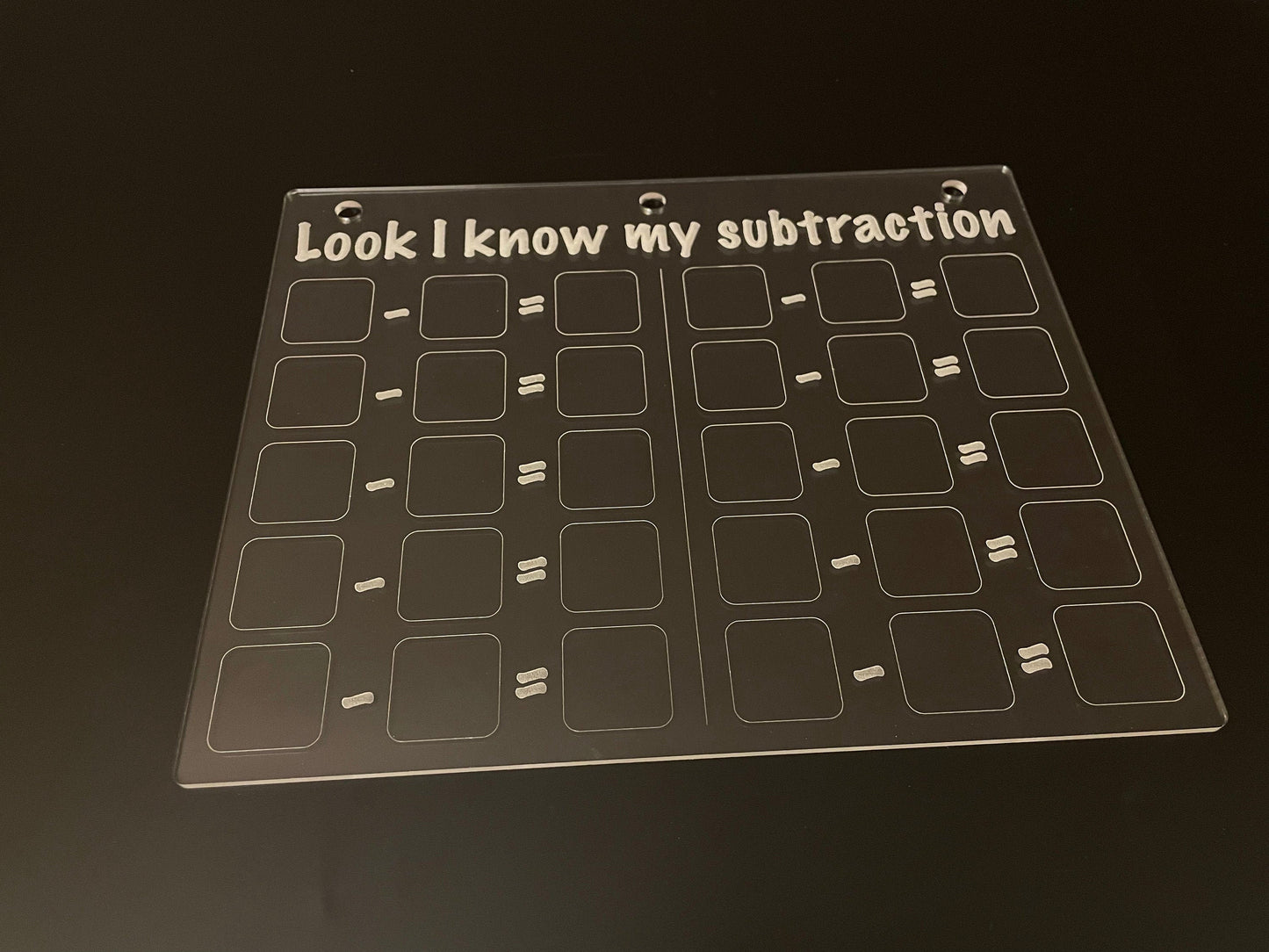 Subtraction Practice | Look I Know My Series | Early Education | Math Practice On Acrylic | Fill In The Blanks | Reusable