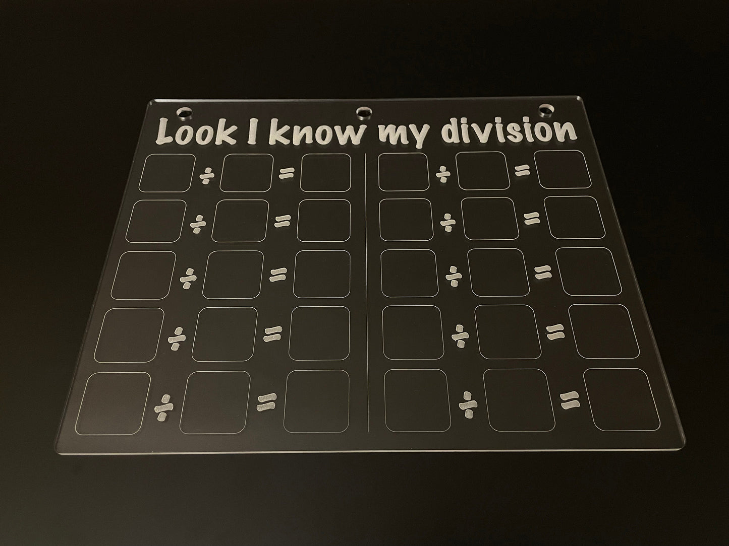 Division Practice | Look I Know My Series | Early Education | Math Practice On Acrylic | Fill In The Blanks | Reusable