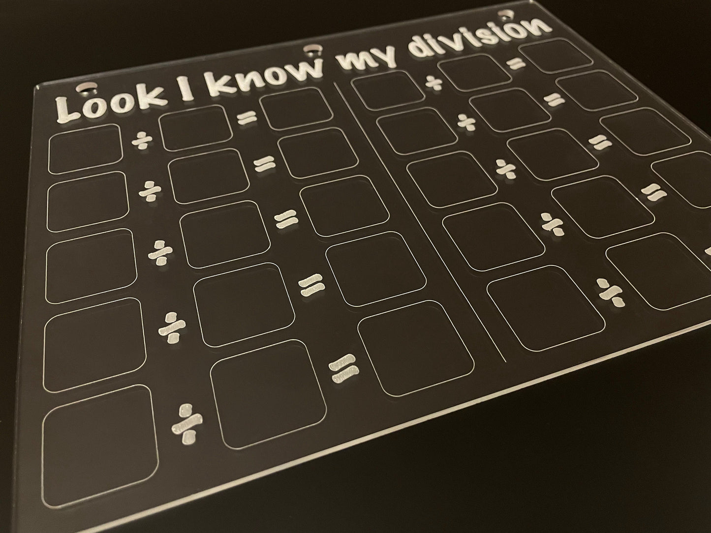 Division Practice | Look I Know My Series | Early Education | Math Practice On Acrylic | Fill In The Blanks | Reusable