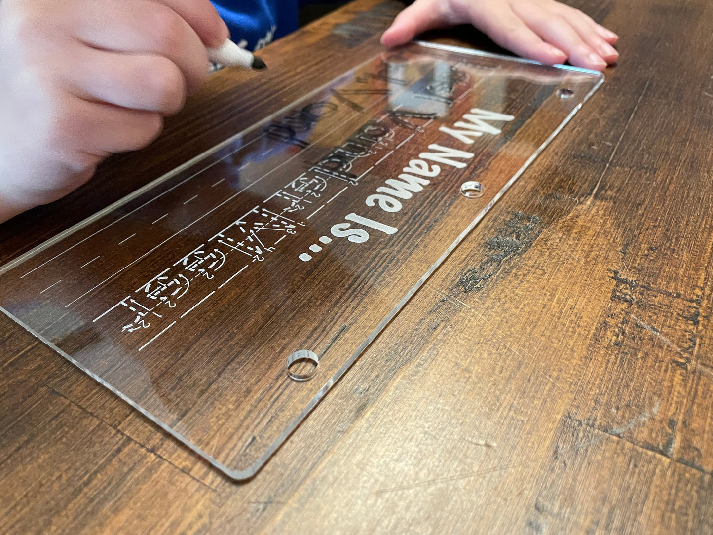 Hi, My Name Is... | Look I Know My Series | Early Education | Penmanship Practice On Acrylic | Custom Engraving To Include Your Child's Name