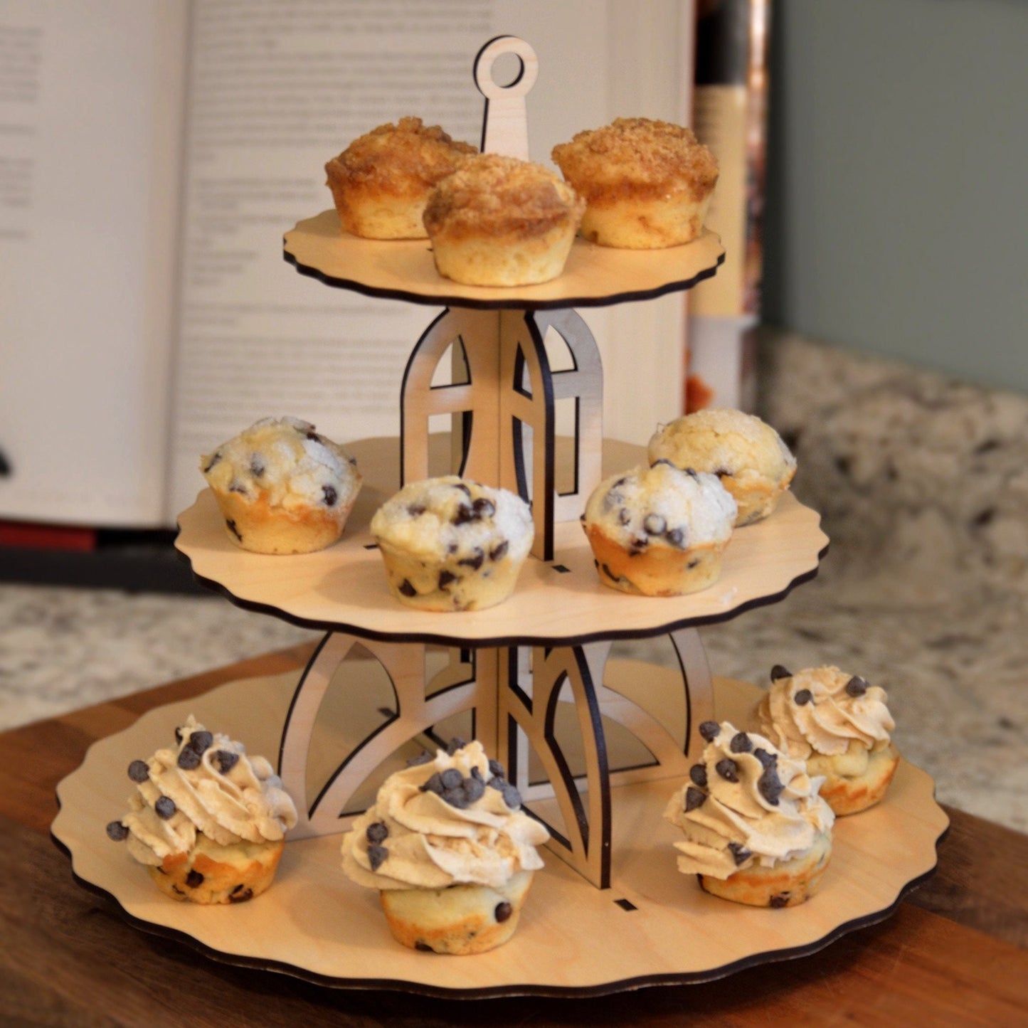 Dessert Display Tower | Completed Size: 10.5 x 10.5 x 10 in | Assembly Required