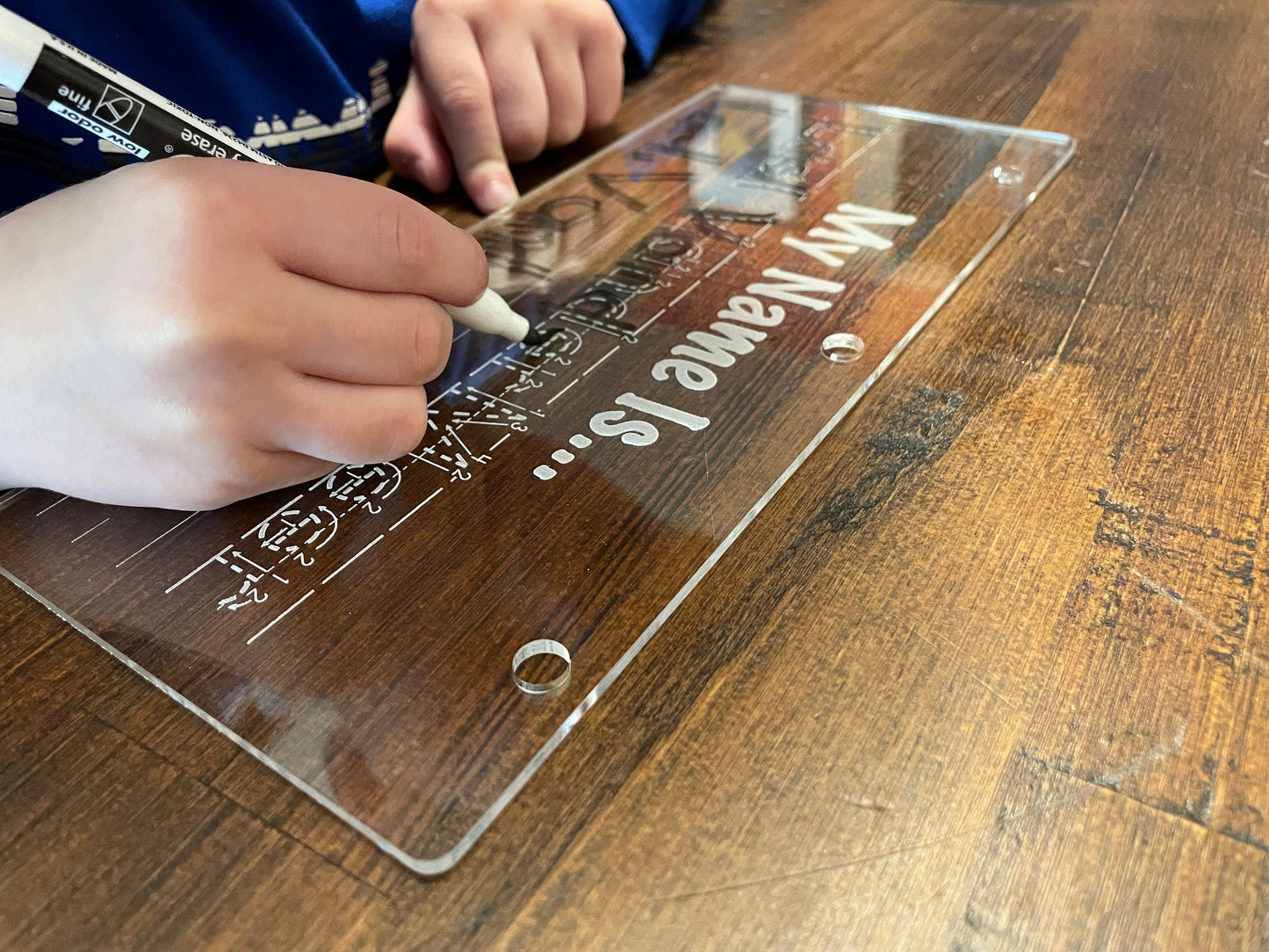 Hi, My Name Is... | Look I Know My Series | Early Education | Penmanship Practice On Acrylic | Custom Engraving To Include Your Child's Name