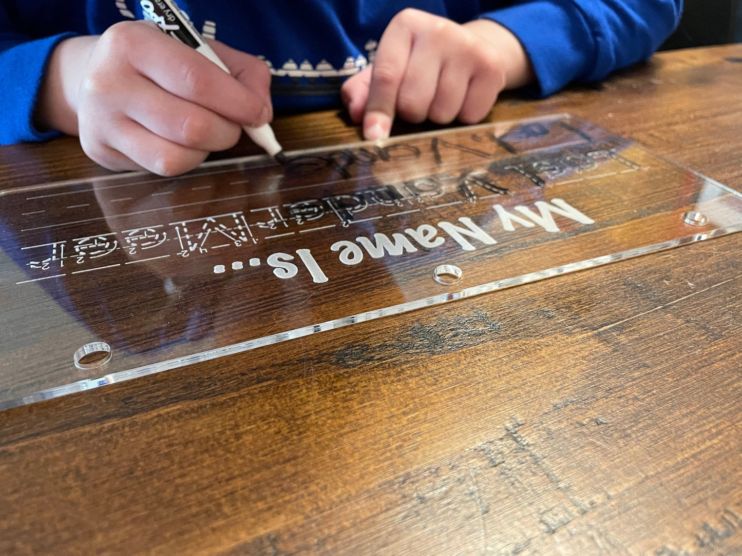 Hi, My Name Is... | Look I Know My Series | Early Education | Penmanship Practice On Acrylic | Custom Engraving To Include Your Child's Name