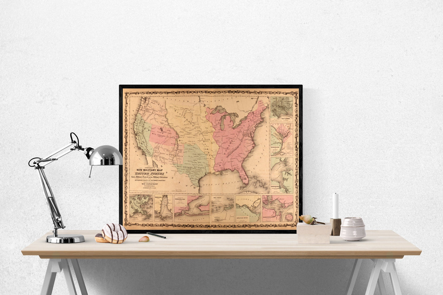 Andrew Johnson's New Military Map Of The United States Showing Forts And Military Posts | Pre-Civil War | Art Print
